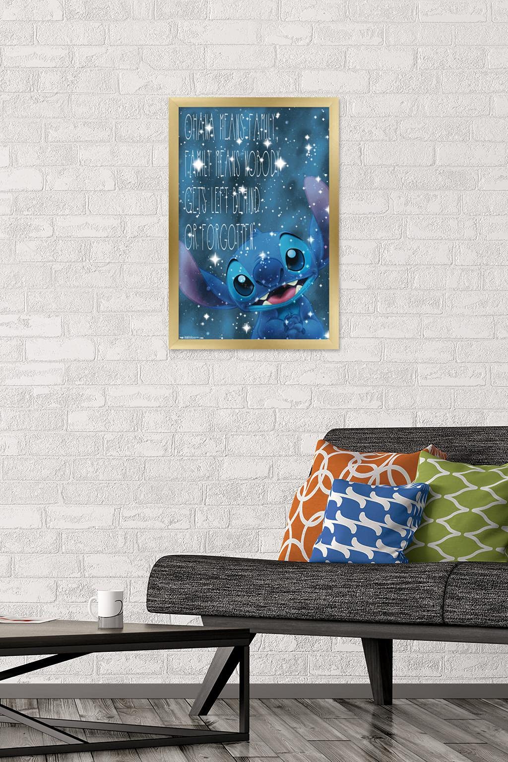 Trends International Disney Lilo And Stitch - Ohana Wall Poster, 14.725'' X 22.375'', Gold Framed Version