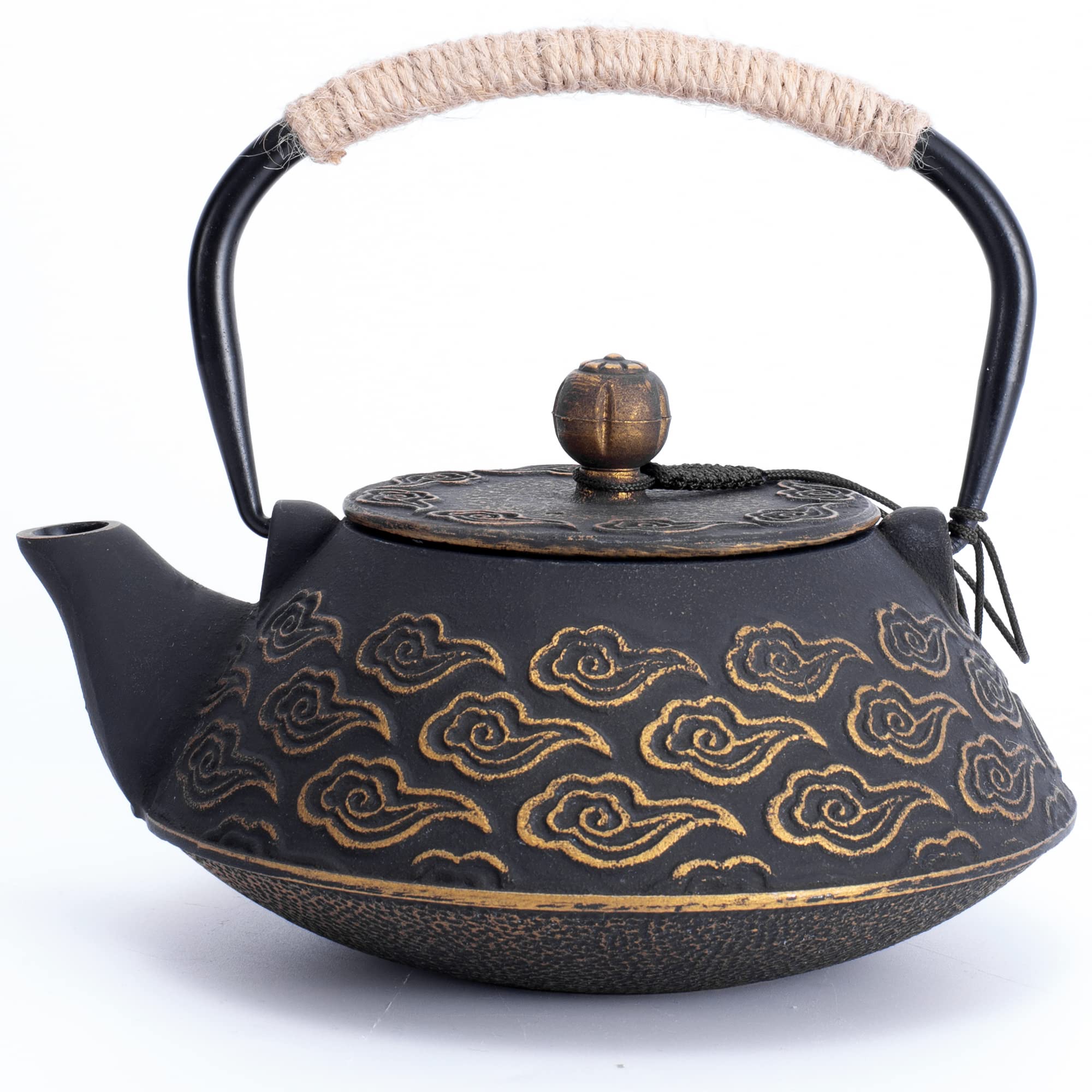Cast Iron Teapot, Japanese Tea Pot With Infuser For Loose Leaf, Tea Kettle Stovetop Safe Coated With Enameled Interior, Clouds P