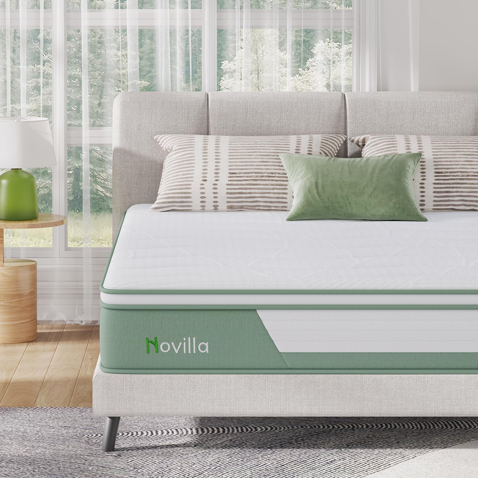 Novilla Hybrid Full Mattress, 10 Inch 5-Zone Mattress With Gel Memory Foam For Motion Isolation & Durable Support, Midume Firm M