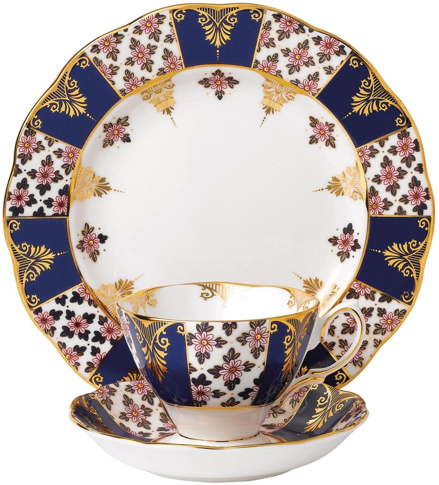 Royal Albert 100 Years 1900 (Teacup, Saucer & Plate 8), REGENCY BLUE, 3-Piece