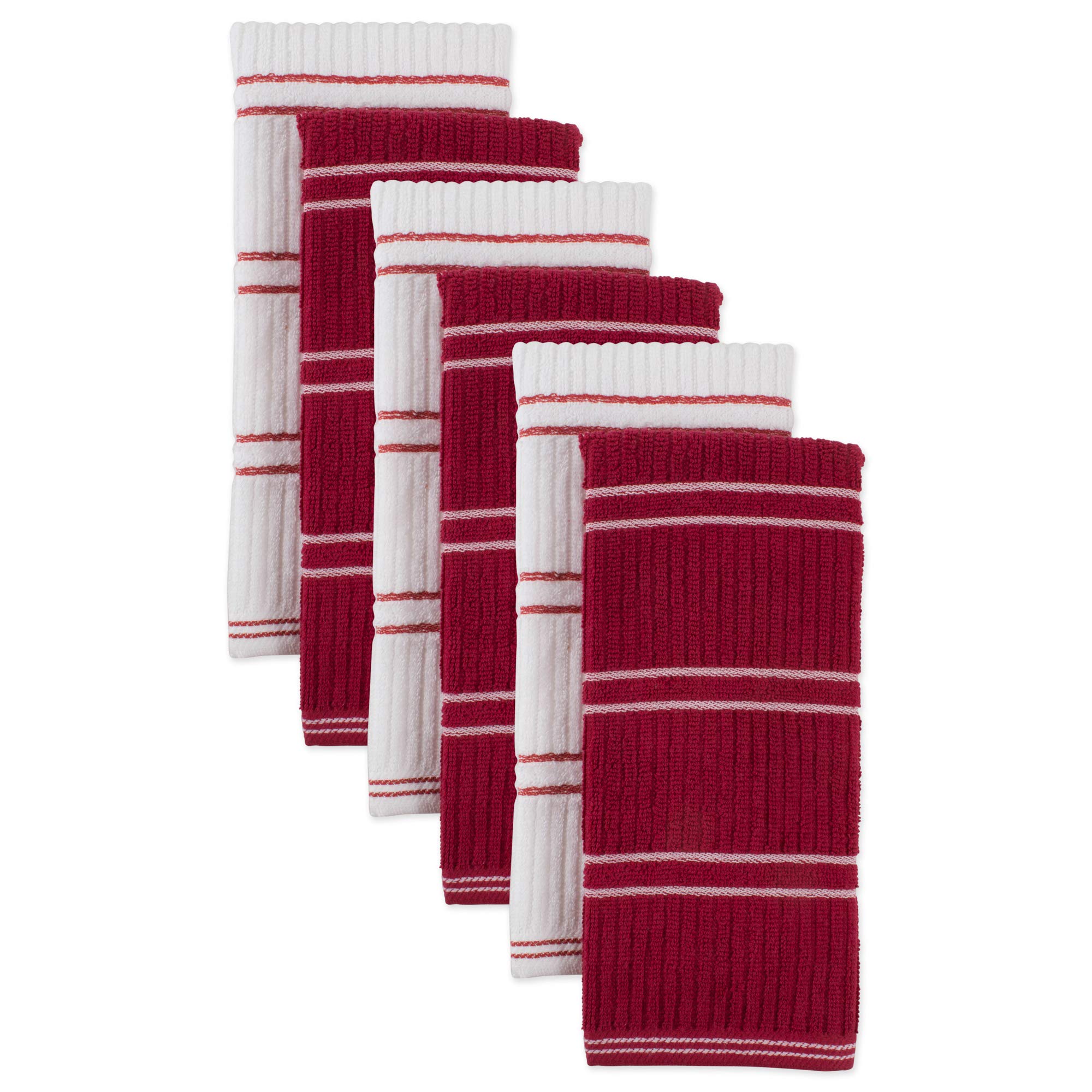 J&M Red Ribbed Terrydishtowel (Set of 6)