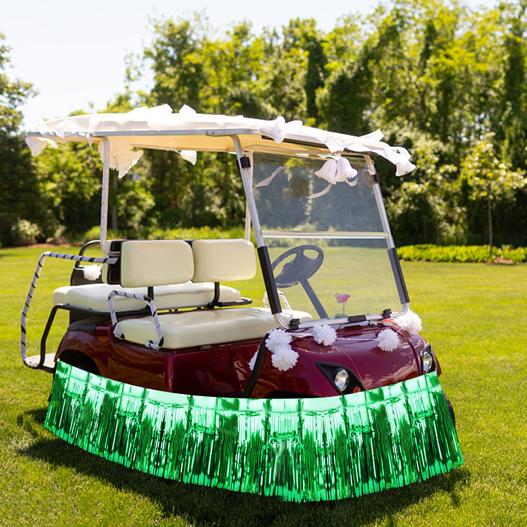 4 Pack Float Fringe Curtains, Metallic Foil Fringe Garland Shiny Tassel Foil Float Parade Float Decorations For Trailer Car Grad