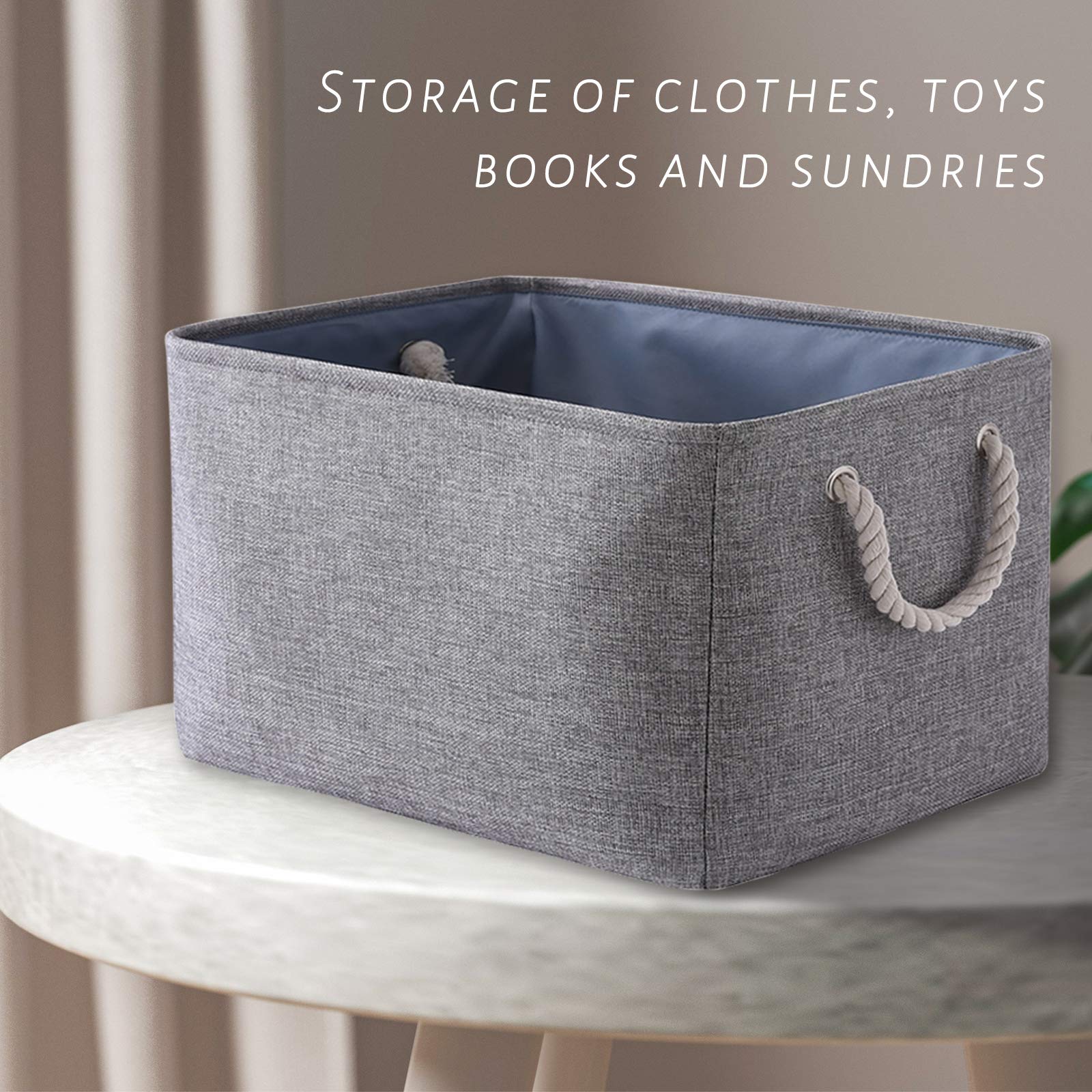 TcaFmac Storage Bins for Organization - Large 3 Pack Canvas Storage Basket for Shelves with Handles  Collapsible Baskets for Organizing for Closet Dog Laundry Bathroom (Grey 16x12x8 inch)