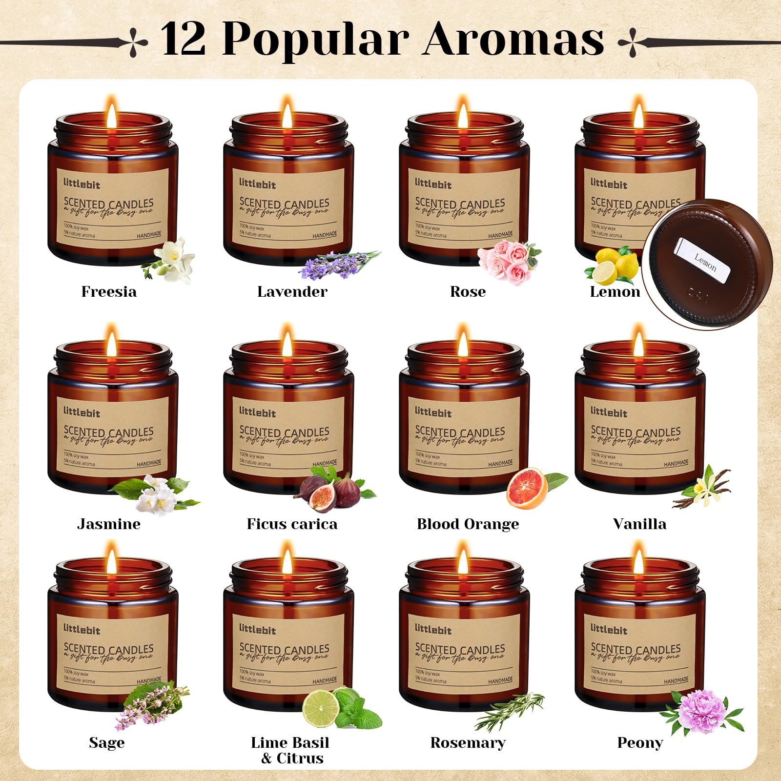 MTLEE 12 Pack Scented Candles Gifts for Women Aromatherapy Candle Bulk Soy Amber Jar Set Thank You Gifts for Valentine's, Mother
