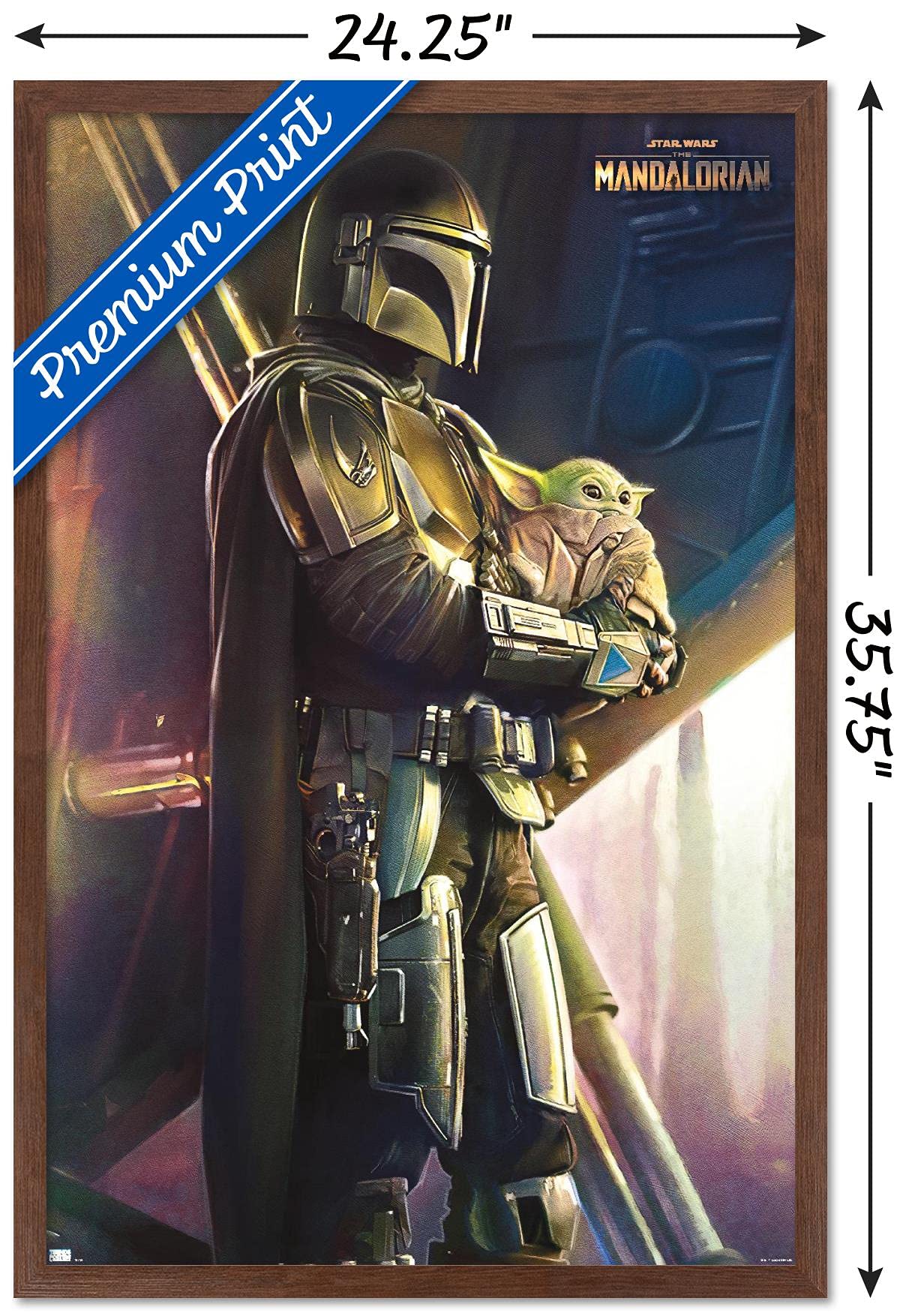 Trends International Star Wars: The Mandalorian - Held Wall Poster, 22.375'' X 34'', Mahogany Framed Version
