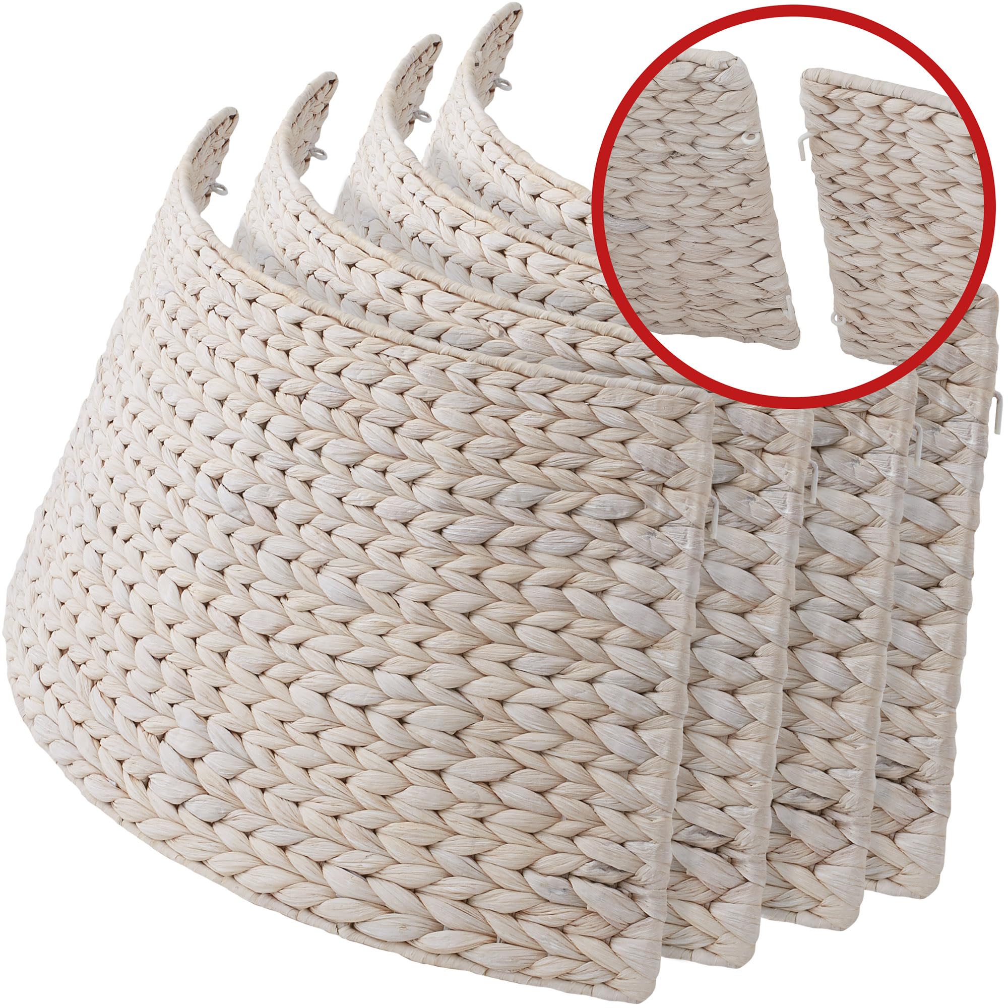 Casafield 32-Inch Christmas Tree Collar, Woven Water Hyacinth Tree Base Cover with Cord Cut Out, Whitewash