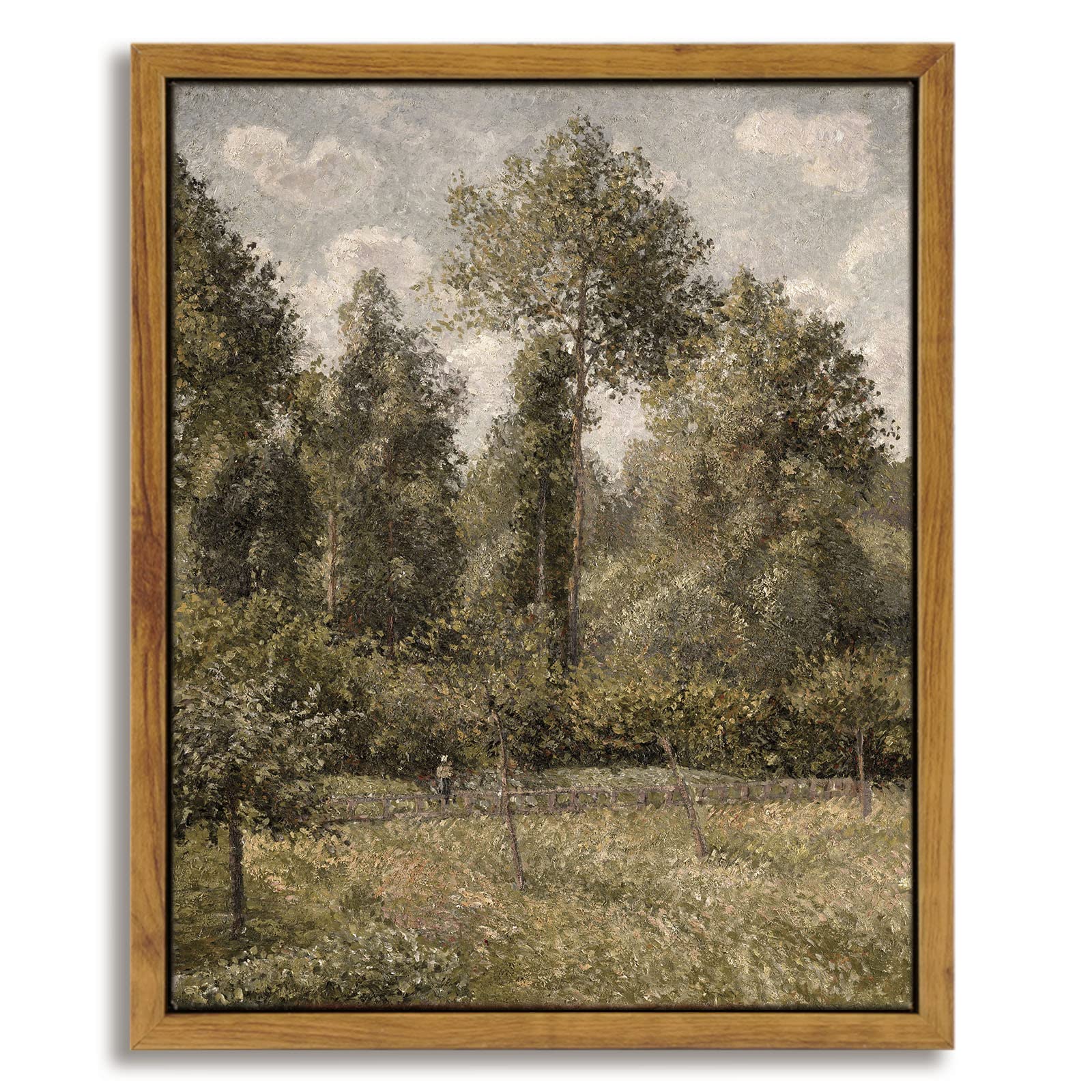 Insimsea Framed Canvas Prints Art Vintage Decor, Home Decor Poplars In Garden Classical Oil Painting Canvas Prints, Rustic Wall