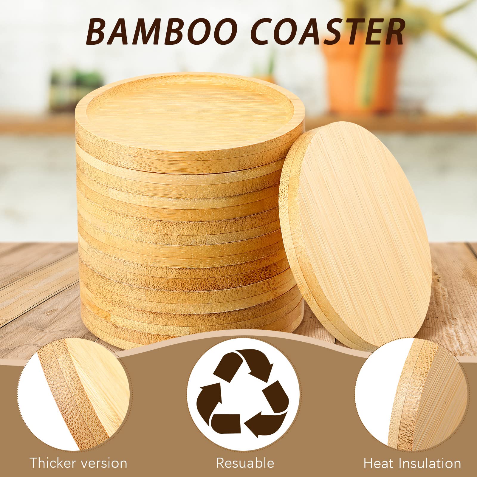 Patelai 10 Pcs Round Bamboo Coasters For Planters Small Plant Saucer Bamboo Planter Drink Saucer Trays Diy Resin Coasters Gifts