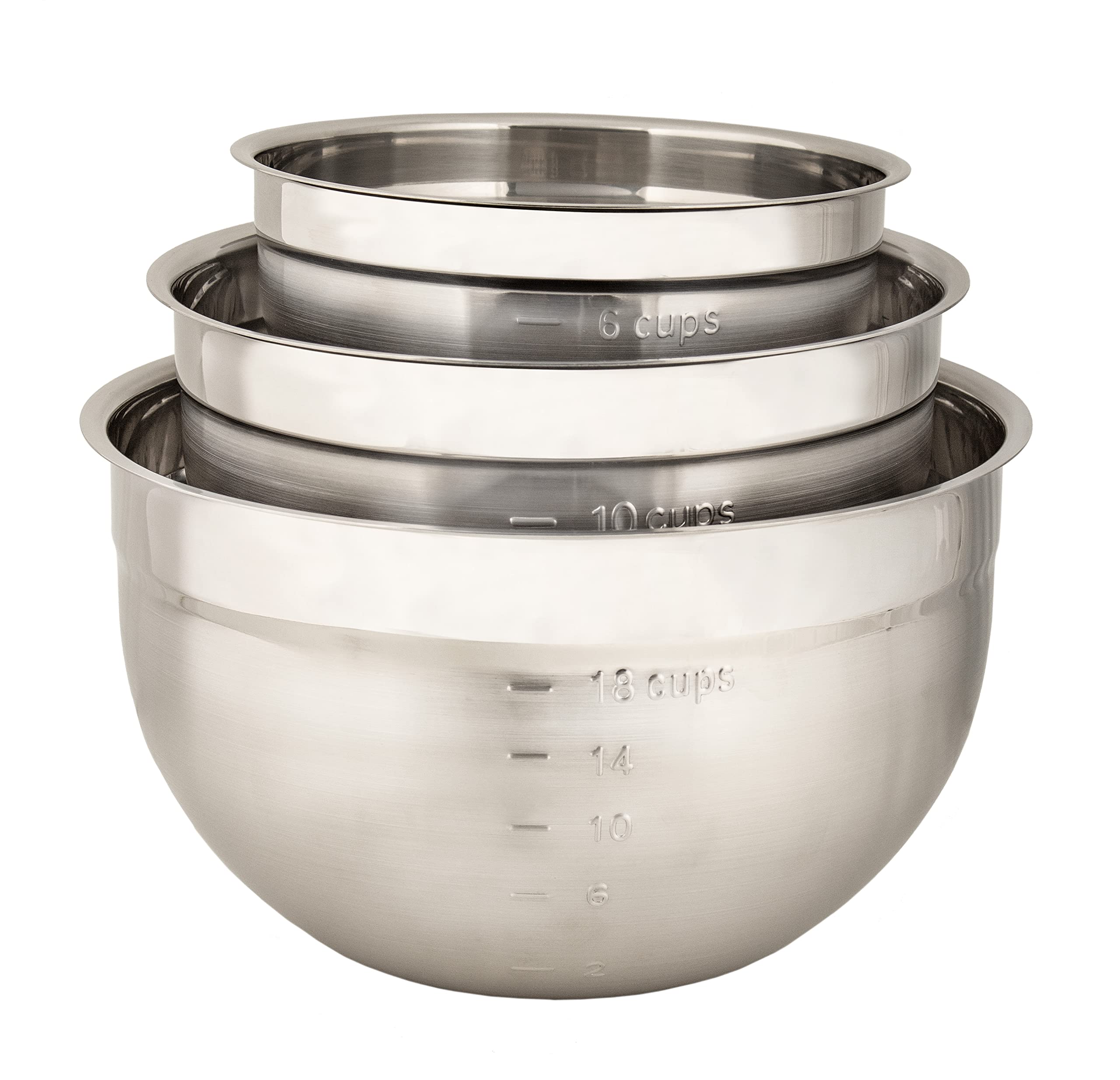 Kitchengrips Stainless Steel Mixing Bowl 3Piece/Set 1.5, 3, 5 Quart