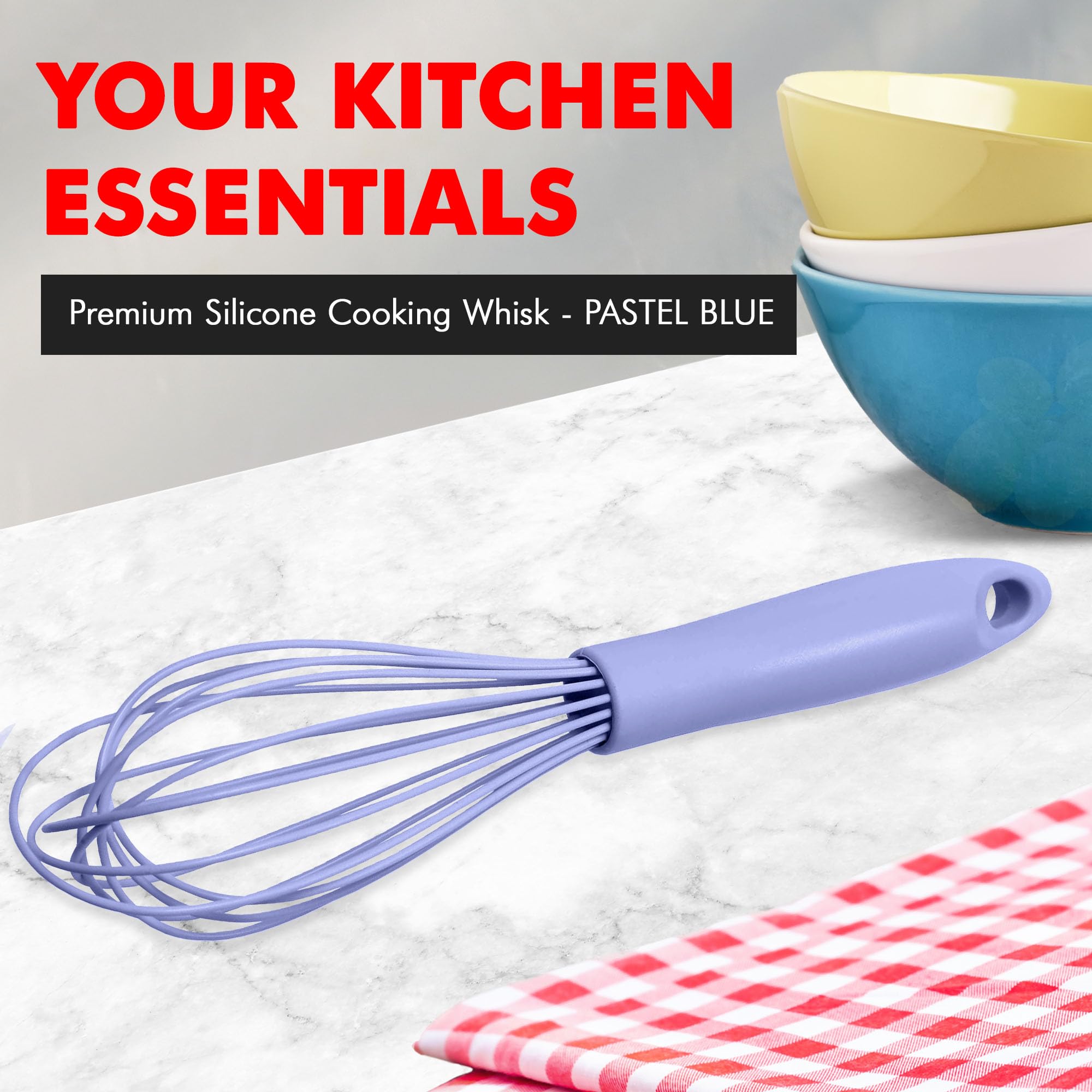 Chef Craft Premium Silicone Wire Cooking Whisk, 10.5 Inch, Pastel Blue