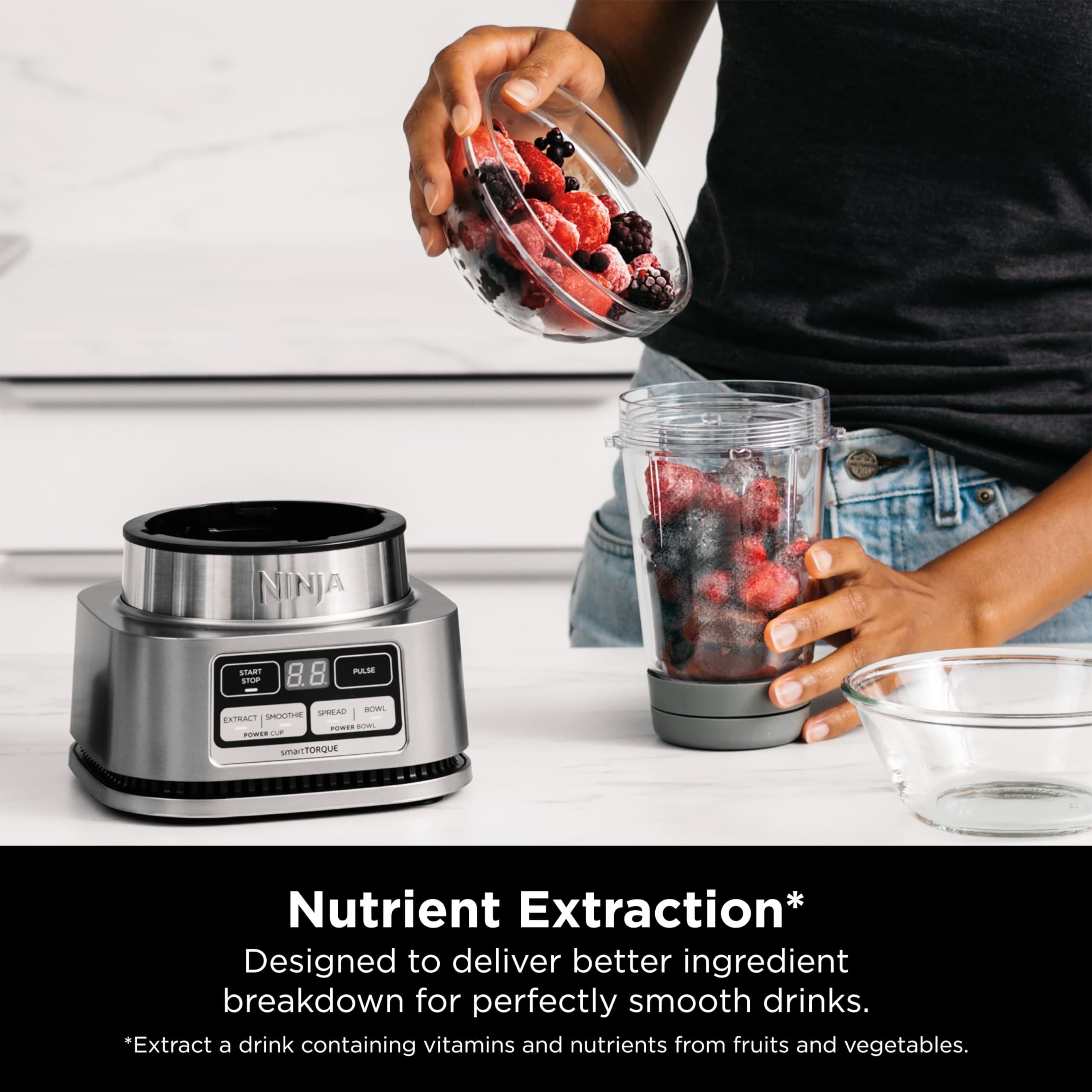 Ninja Ss101 Foodi Smoothie Maker & Nutrient Extractor* 1200 Wp, 6 Functions Smoothies, Extractions*, Spreads, Smarttorque, 14-Oz