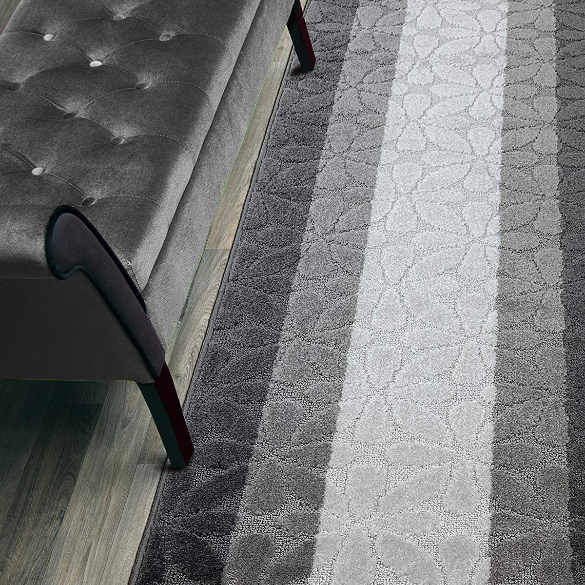Orfa Home Custom Length Hallway Runner Rug,Slip Resistant,Flower Grey ...