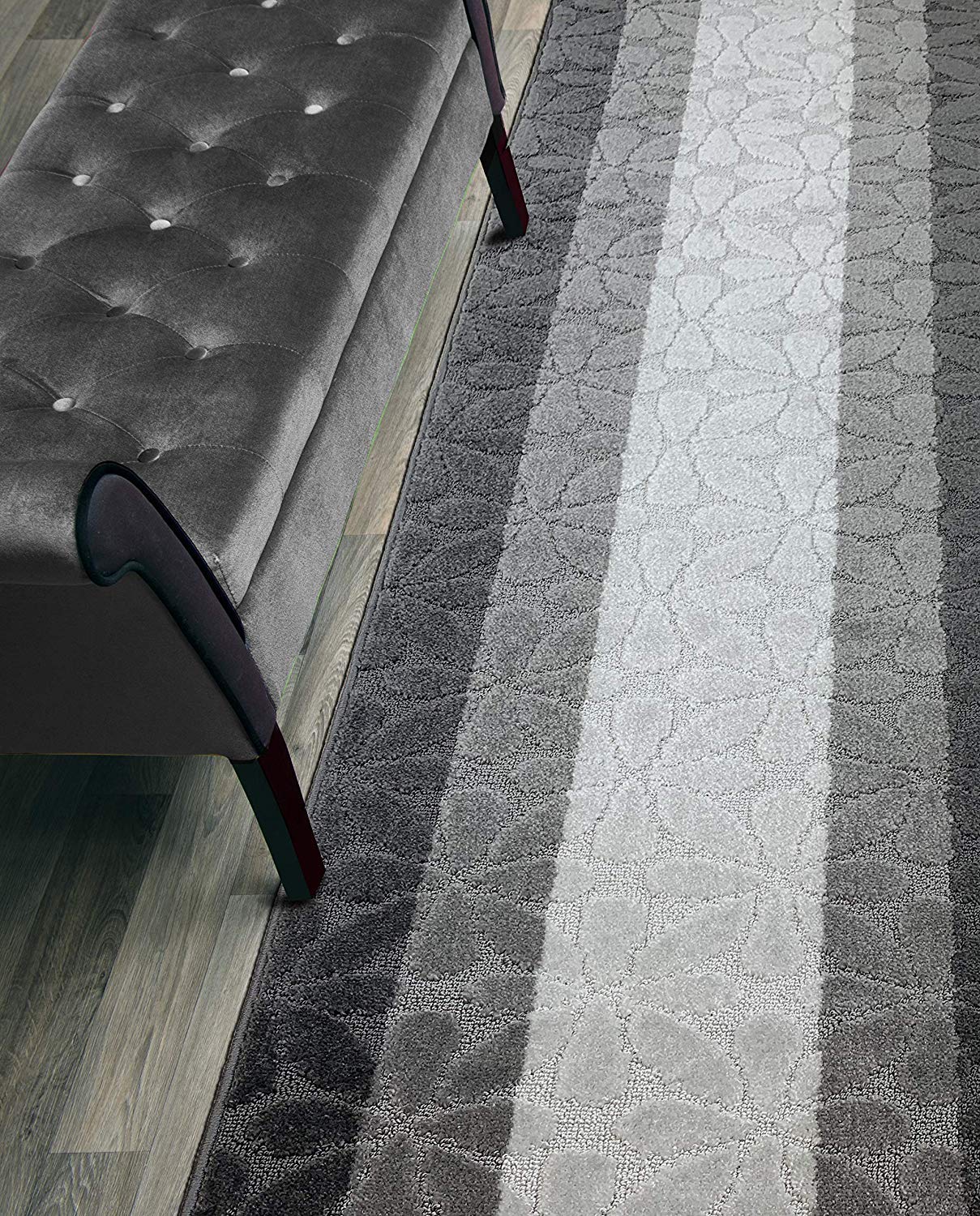 ORFA HOME Custom Length Hallway Runner Rug,Slip Resistant,Flower Grey, 26 Inch X 8 feet, Sold and Priced Per Foot