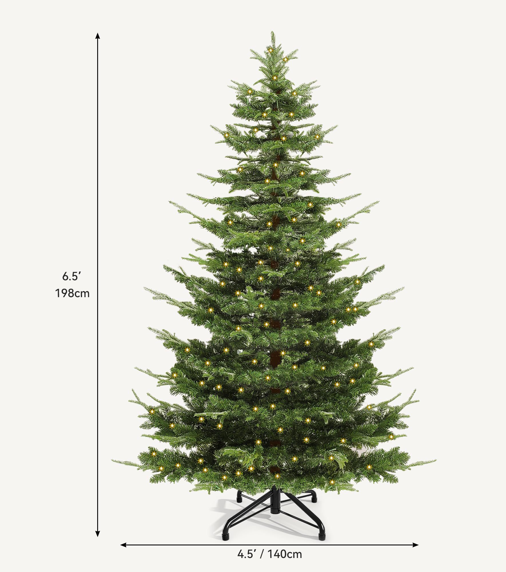 DWVO Aspen Fir 7.5ft Christmas Tree with 700 LED Lights, Prelit Atificial Christmas Trees, Green Full Xmax Trees with 1319 Metal