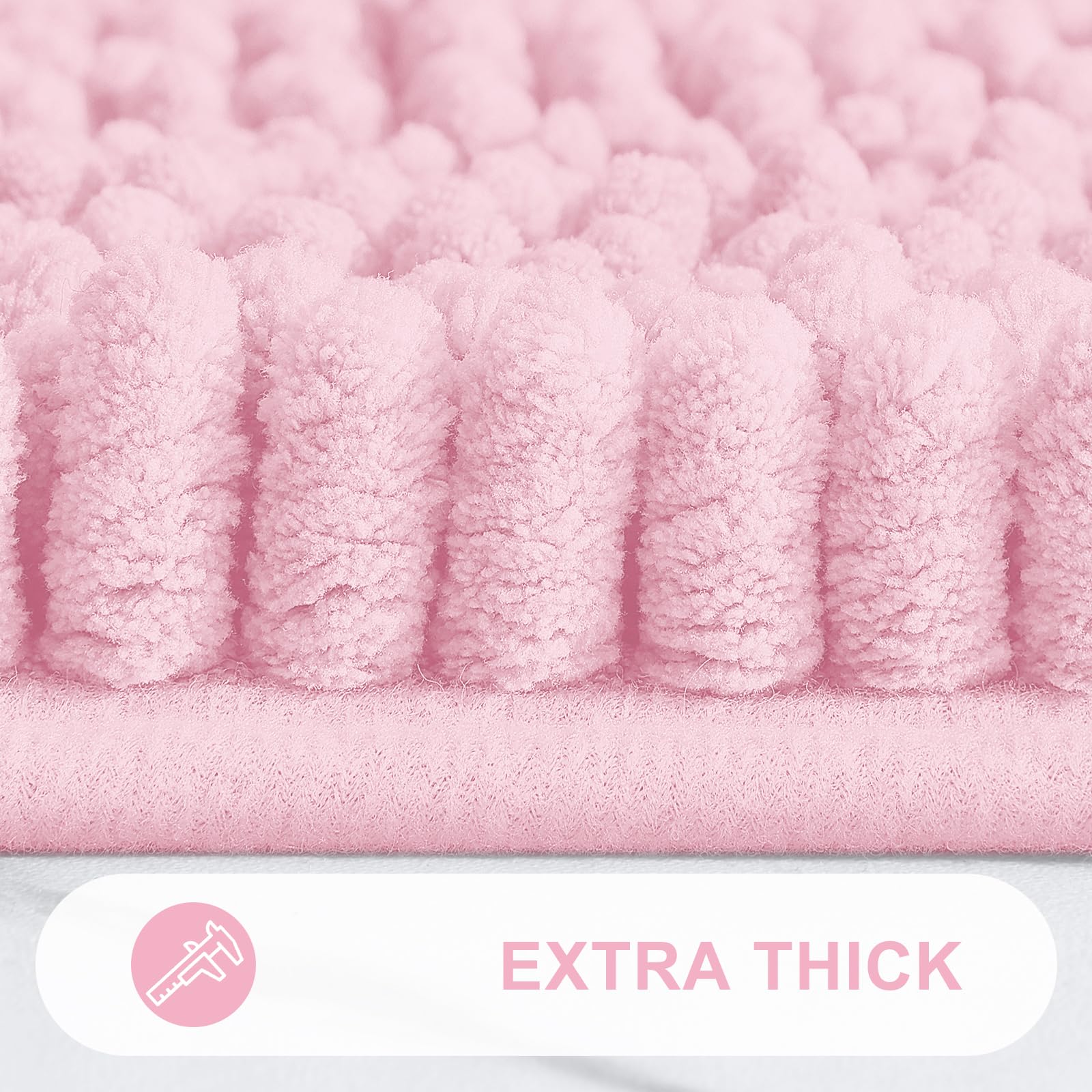 Grandaily Chenille Striped Bathroom Rugs 47X24, Extra Thick And Absorbent Bath Rugs, Non-Slip Soft Plush Shaggy Bath Carpet, Mac