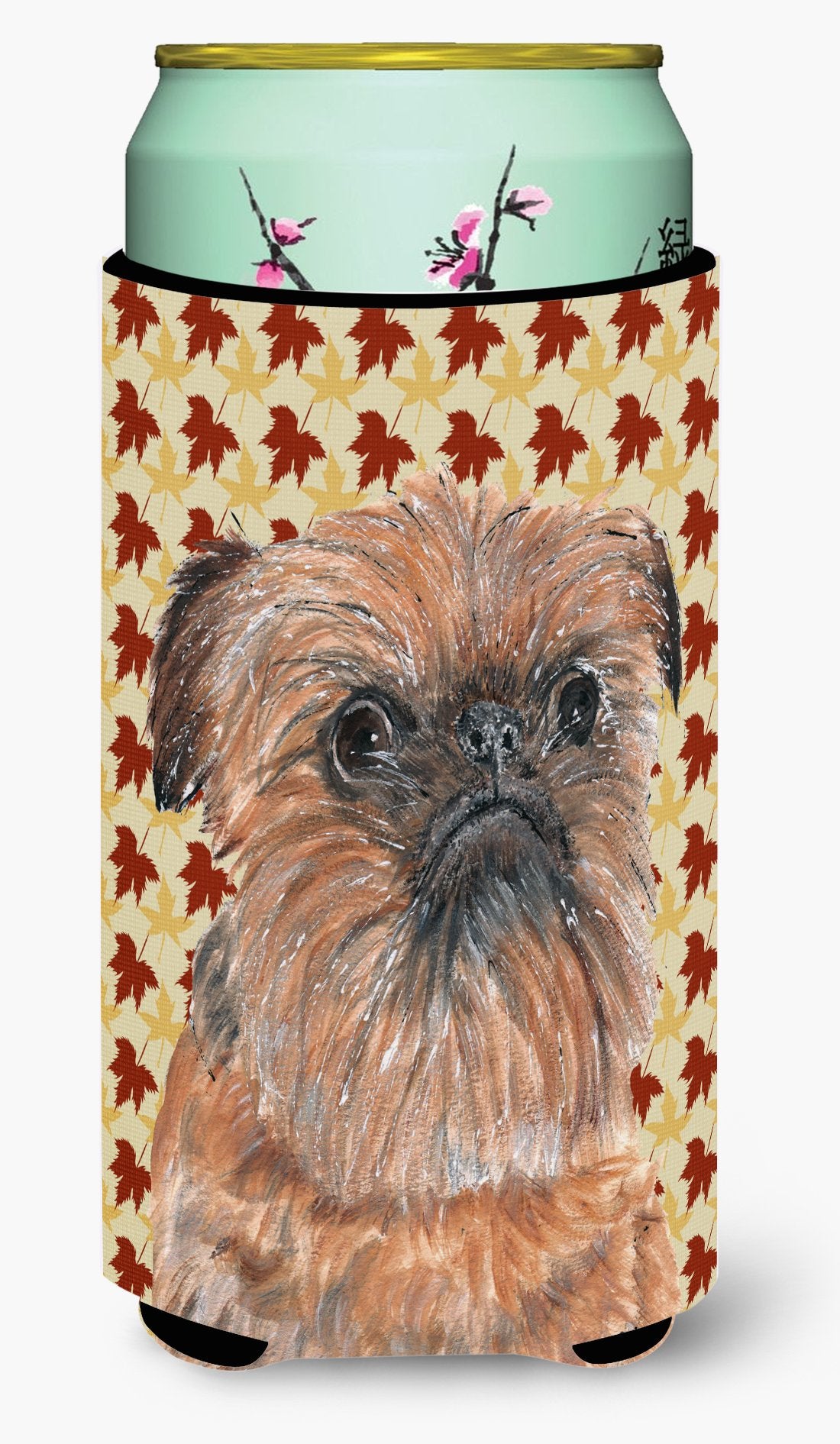 Caroline'S Treasures Sc9544Tbc Brussels Griffon Fall Leaves Tall Boy Hugger Can Cooler Sleeve Hugger Machine Washable Drink Slee