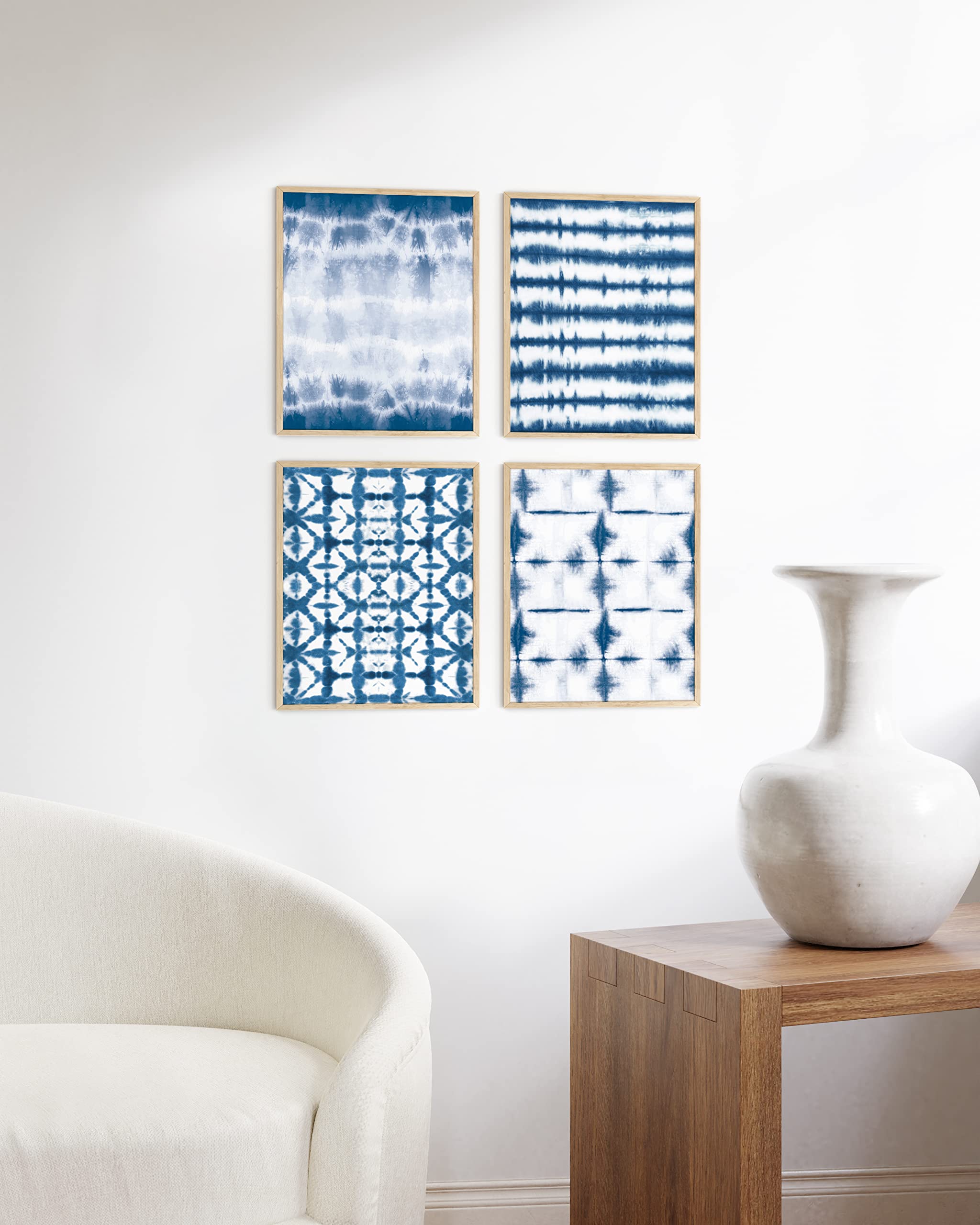 HAUS AND HUES Abstract Blue Art - Set of 4 Blue Art Print  Navy Blue Abstract Art  Navy Art  Blue Painting  Tie Die Blue Abstract Art Print (Unframed  11x14)