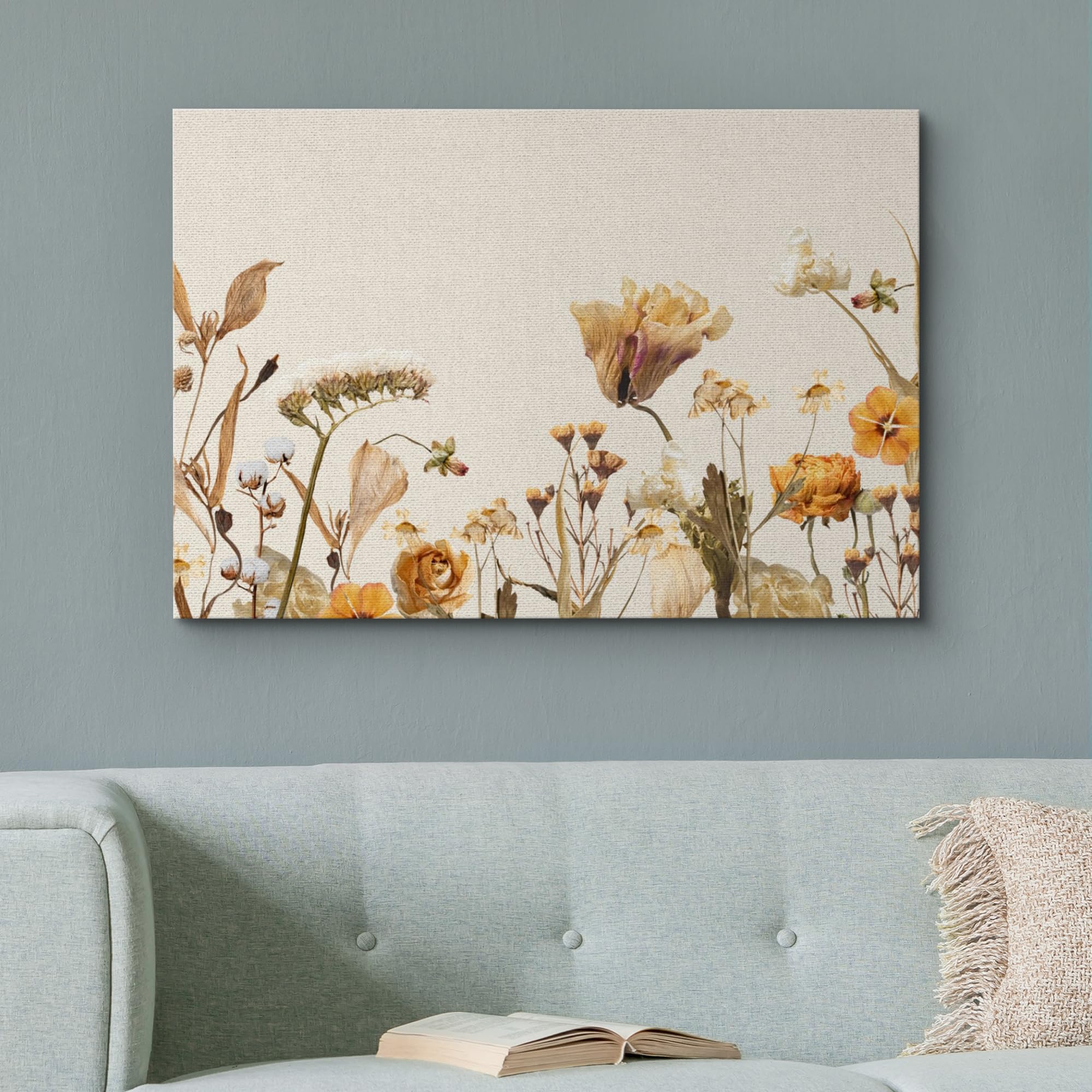 Wall26 Canvas Print Wall Art Soft Pastel Floral And Butterfly Nature Wilderness Photography Modern Art Decorative Country Multic