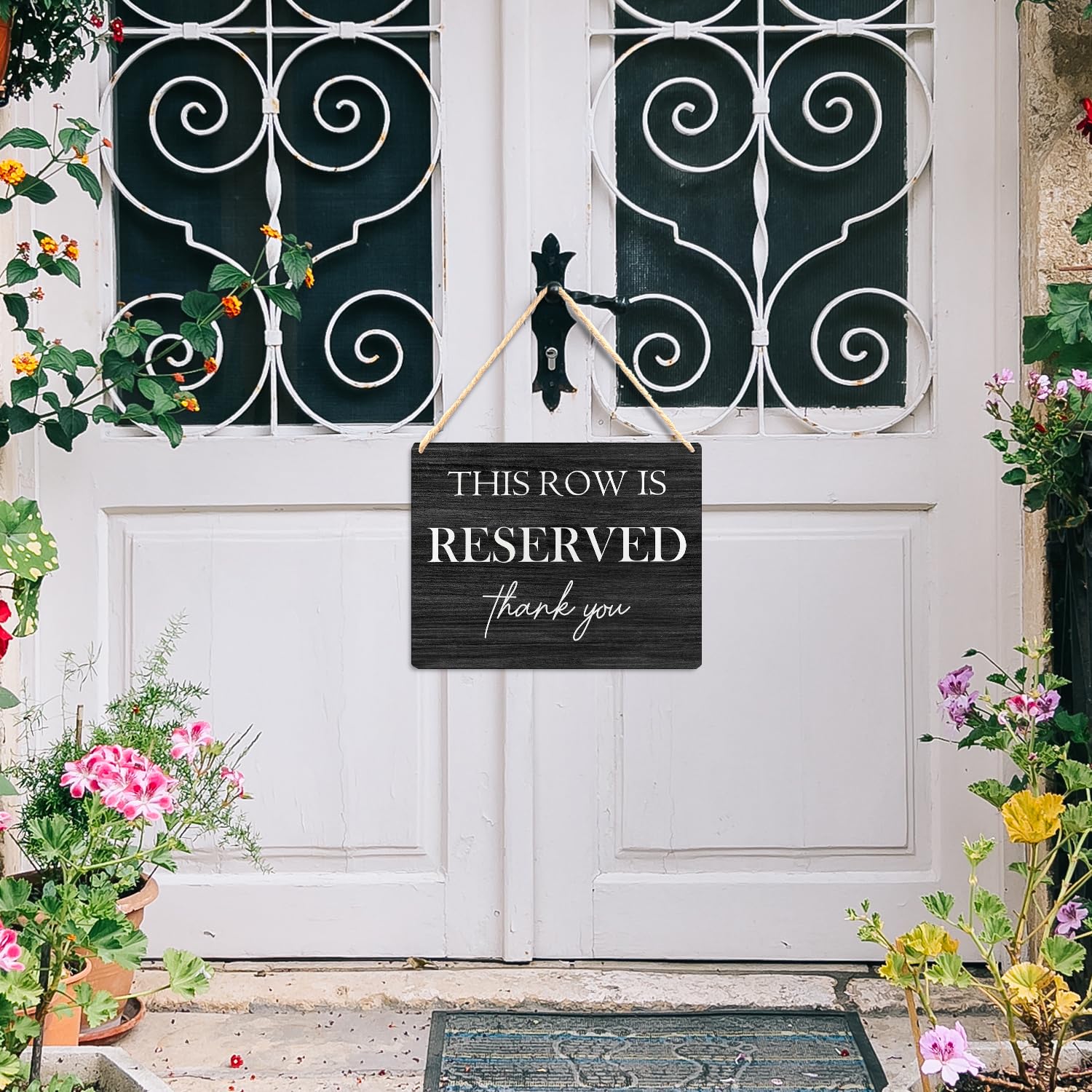 Ryeolo Wedding Reserved Signs, Wooden Hanging Signs, 10.2x7.8 Inches (Black)