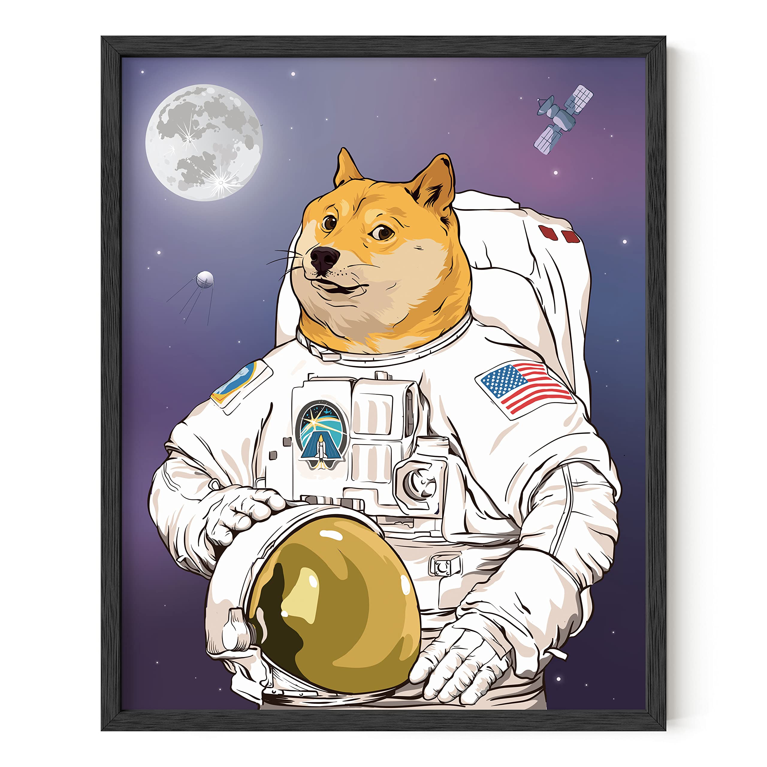 Haus And Hues Astrodoge Funny Poster Dorm Decor, Funny Doge Meme Poster For College Room Decor, Cool Posters And Funny Meme Post