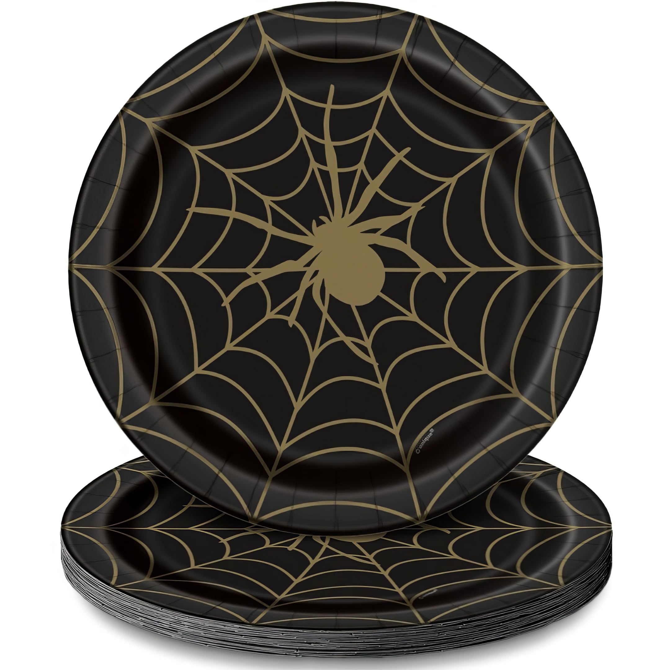 Unique Round Dinner Paper Plates - 9 | Spider Web | 8 Pcs