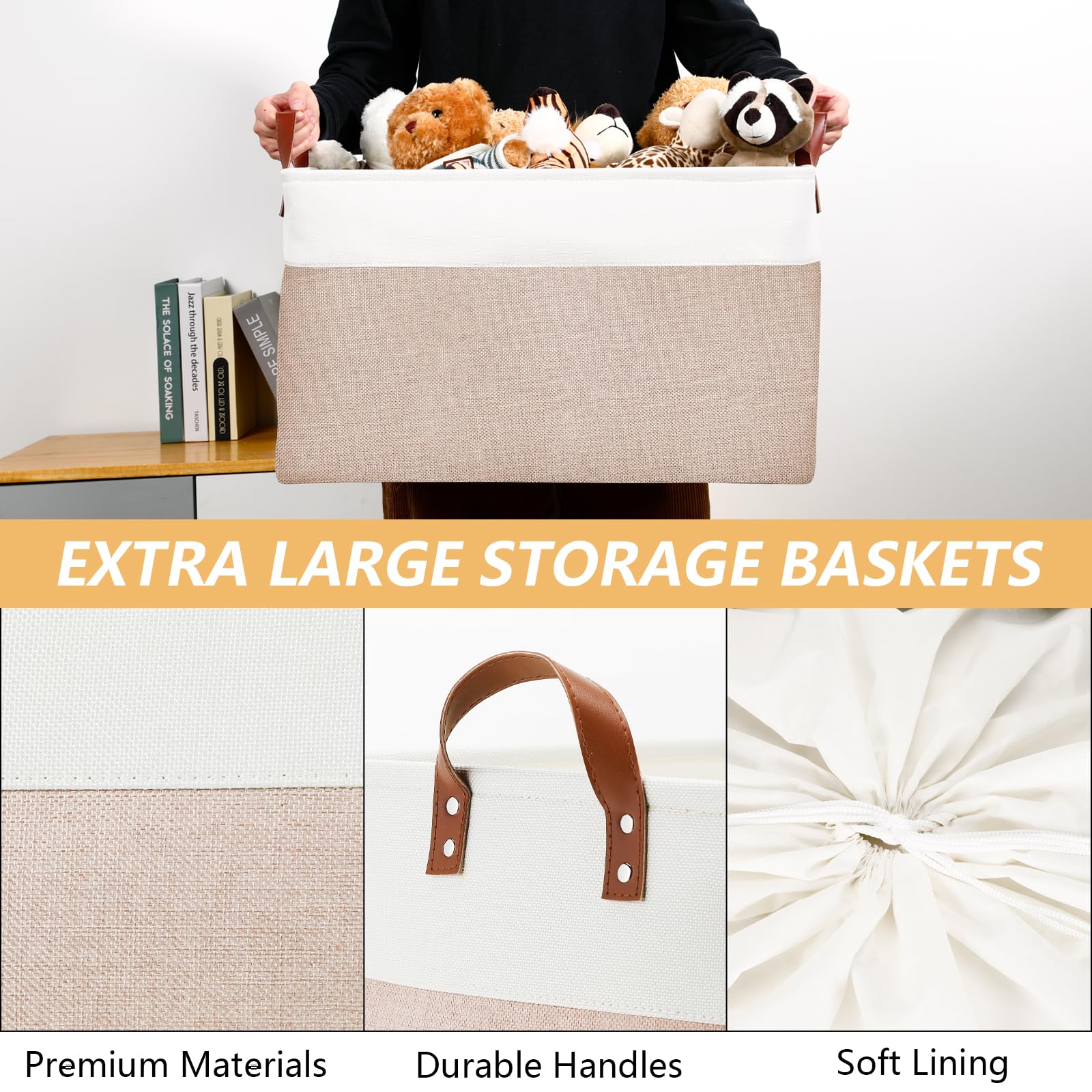 Dullemelo 70L Extra Large Storage Bin, 22'' X 15'' X 13'' Oversized Storage Basket, Collapsible Storage Box, Fabric Clothes Toys