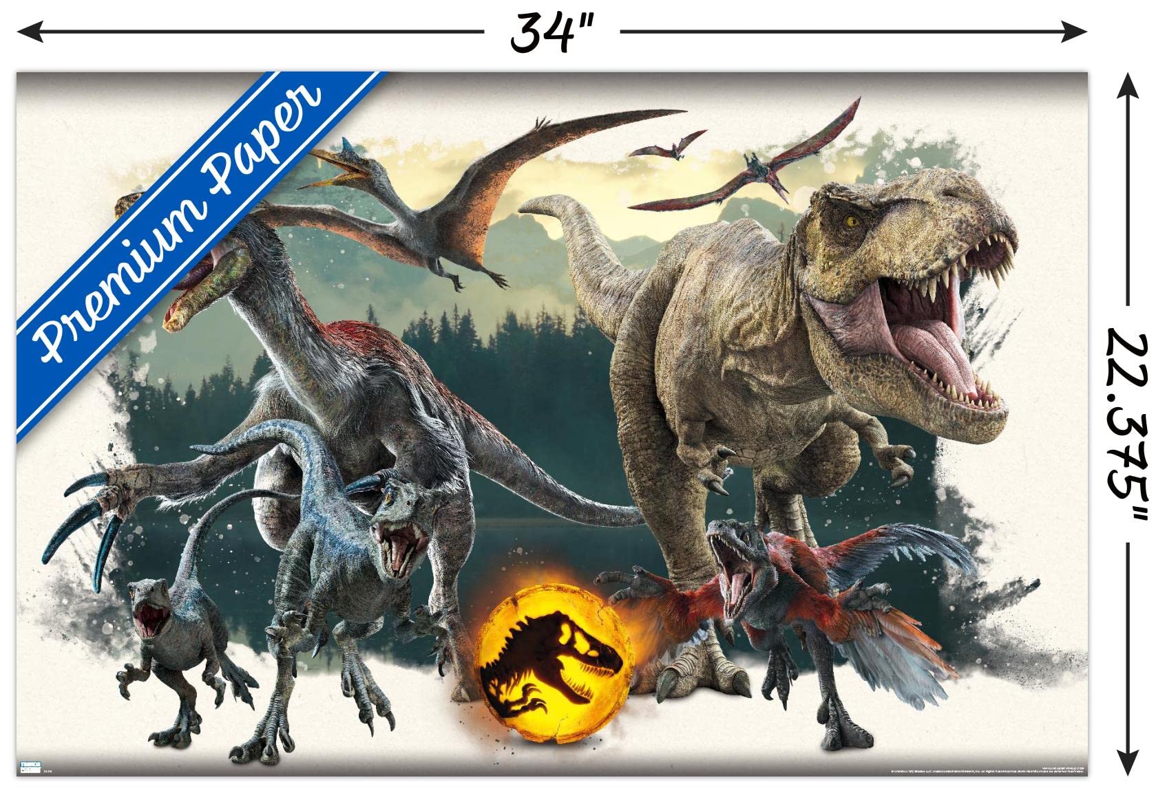 Trends International Jurassic World: Dominion - Aggression Wall Poster, 22.375'' X 34'', Premium Unframed Version