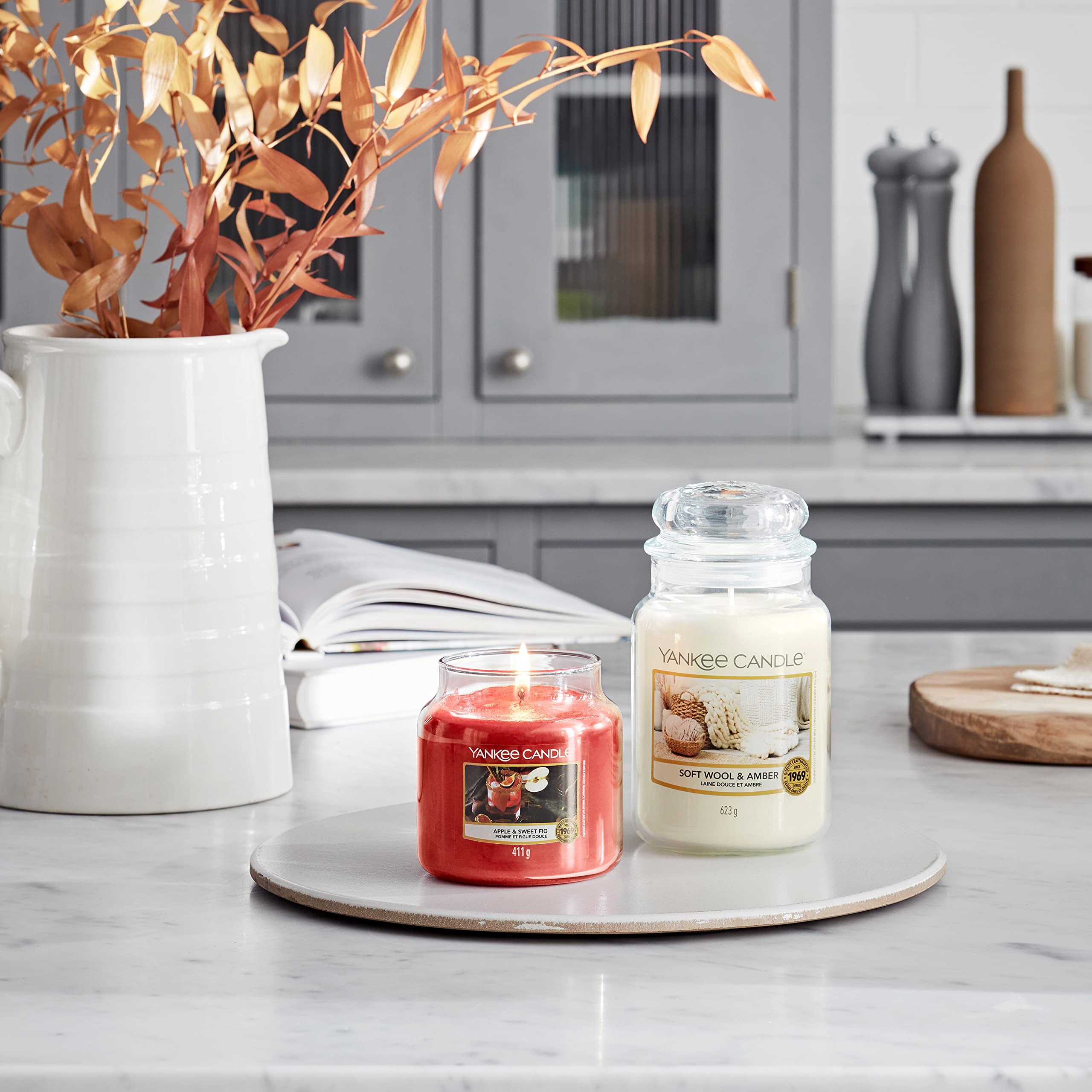 Yankee Candle Scented | Soft Wool & Amber Large Jar | Burn Time: up to 150 Hours | Perfect Gifts for Women, 1720939E