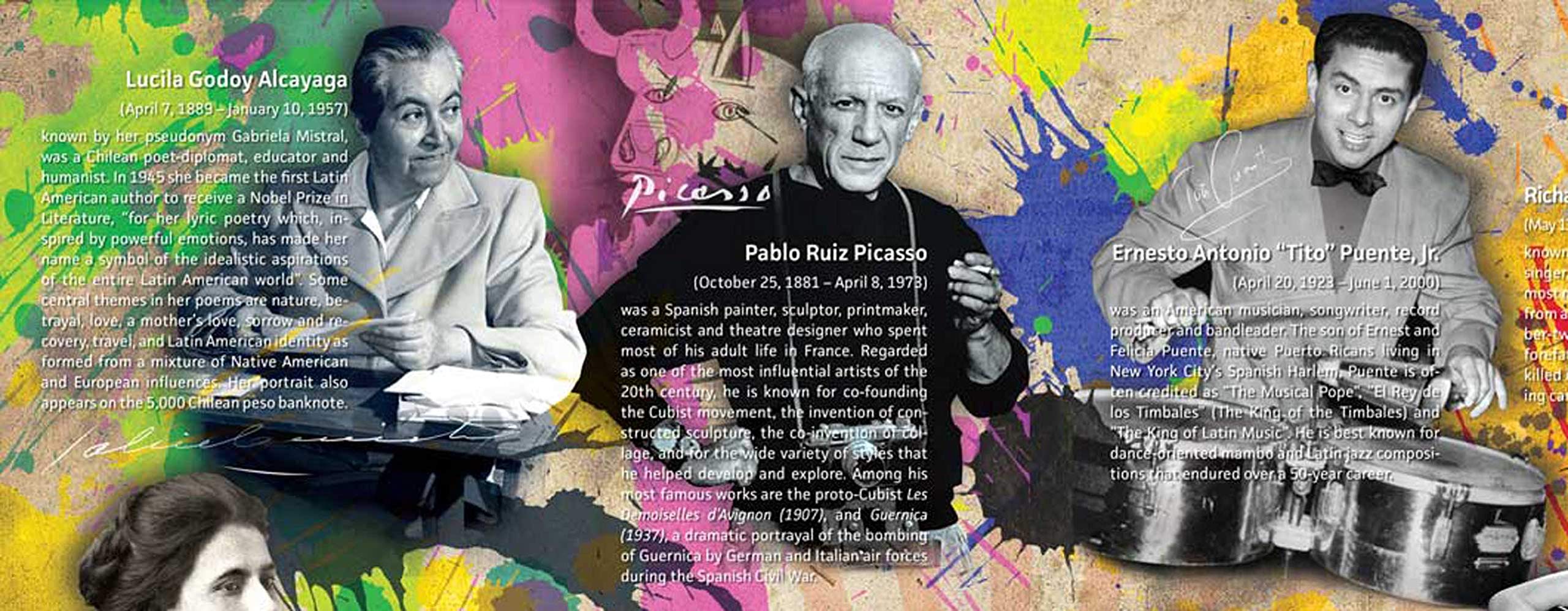 777 Tri-Seven Entertainment Famous Hispanic People Poster Series 01, 24''X18'', Unframed, Multicolor