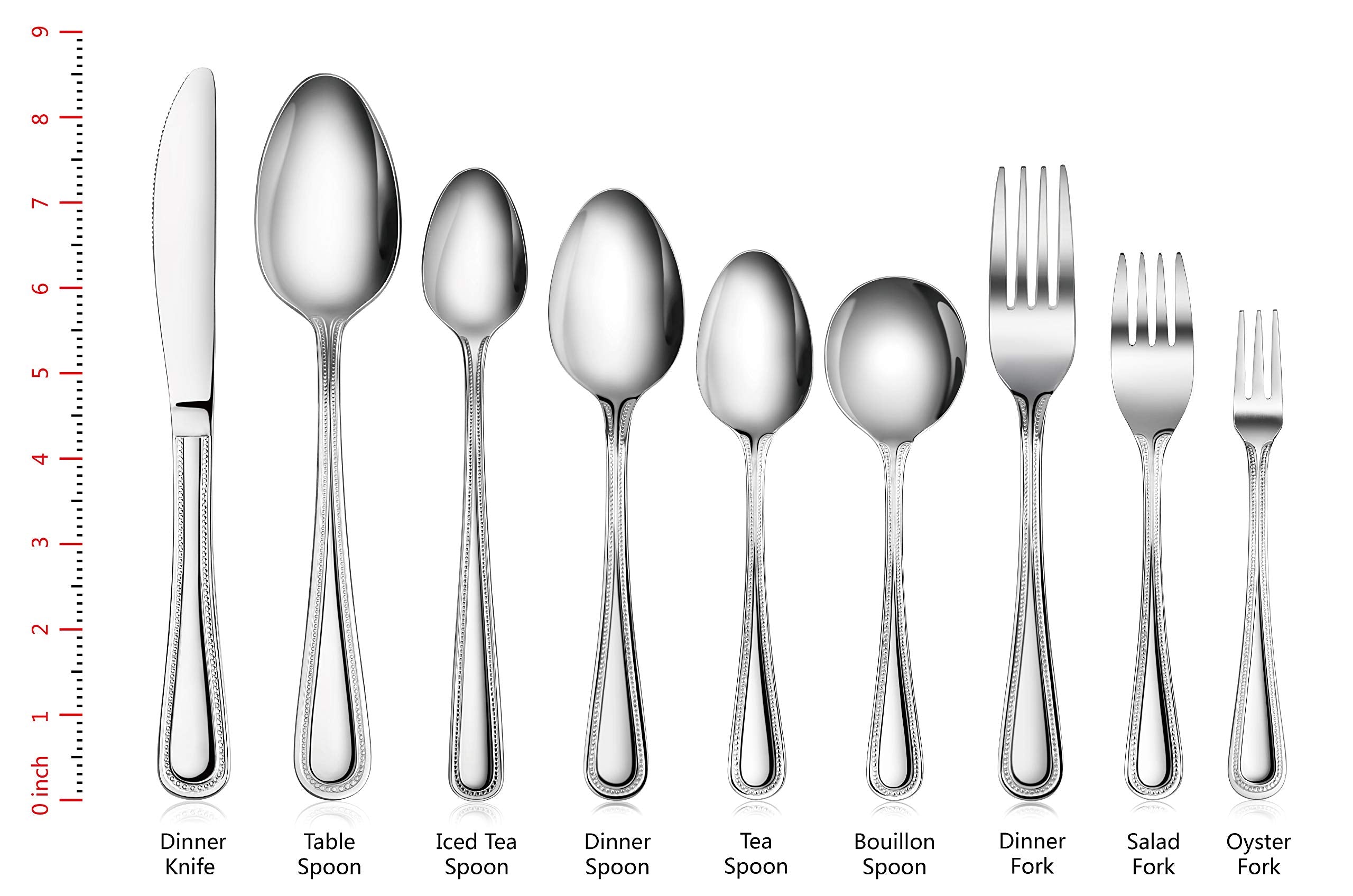 New Star Foodservice 58482 Bead Pattern Bead Pattern 18/0 Stainless Steel, Salad Fork 6.6-Inch Set Of 12