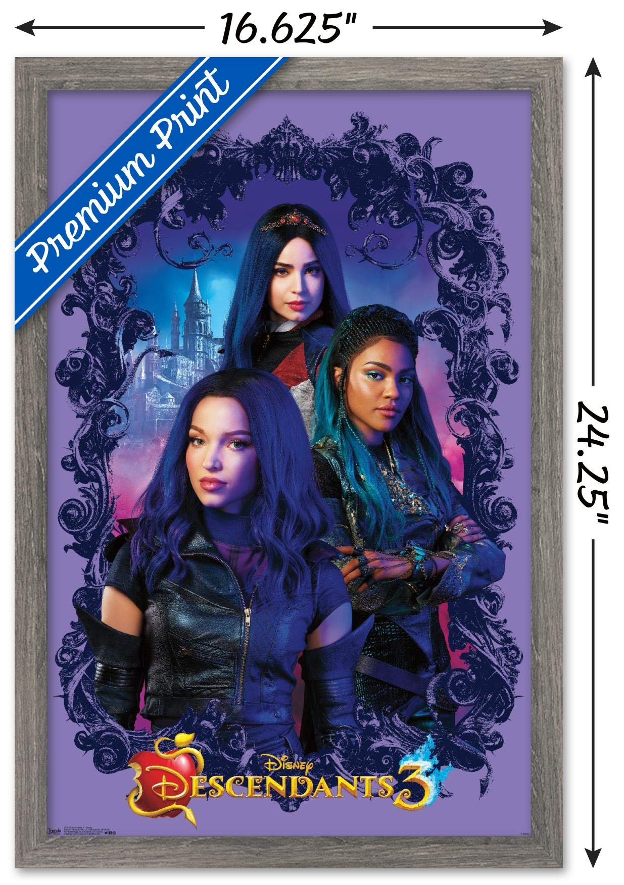 Trends International Disney Descendants 3 - Group Wall Poster, 14.725'' X 22.375'', Barnwood Framed Version