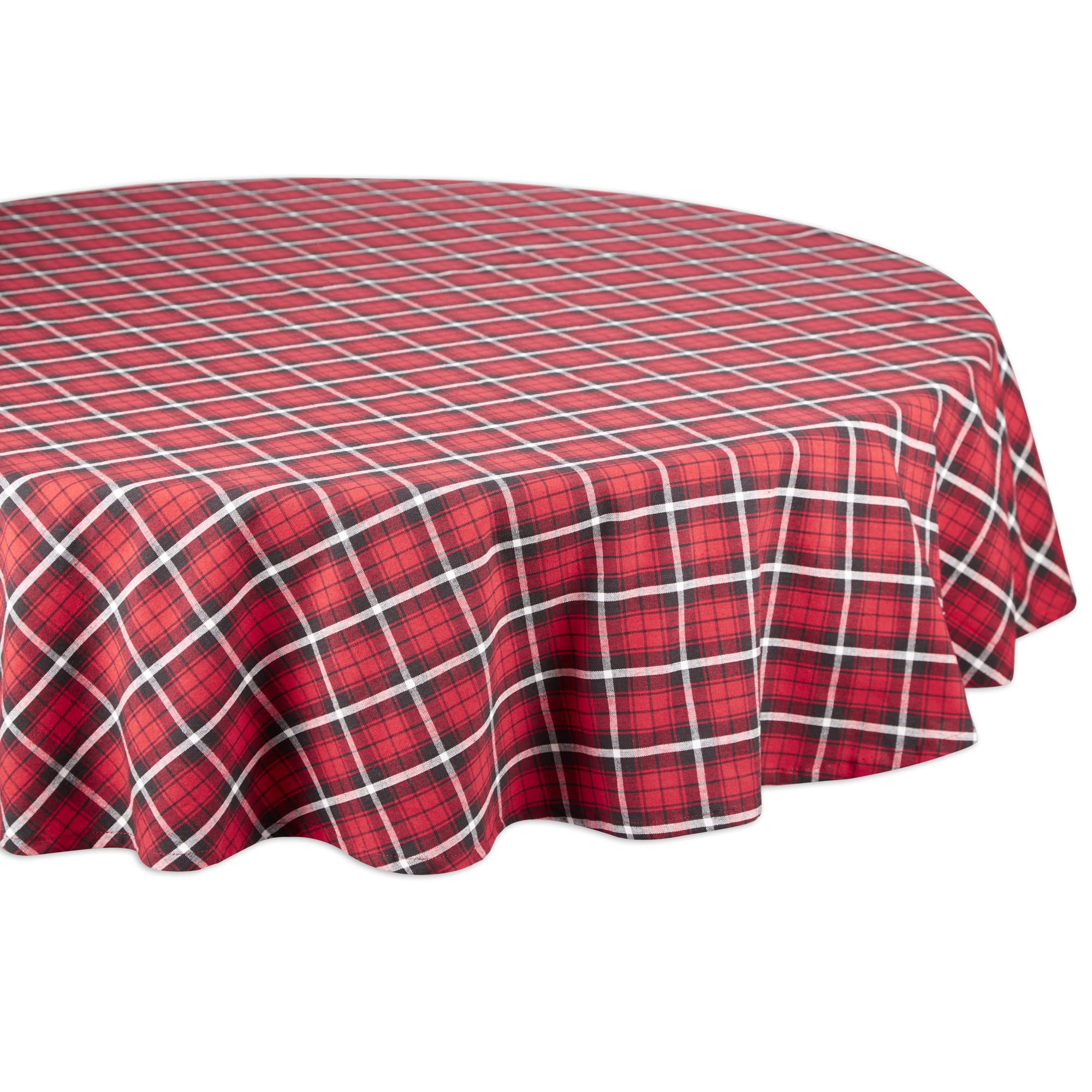 GLAD TIDINGS PLAID TABLECLOTH 70 ROUND