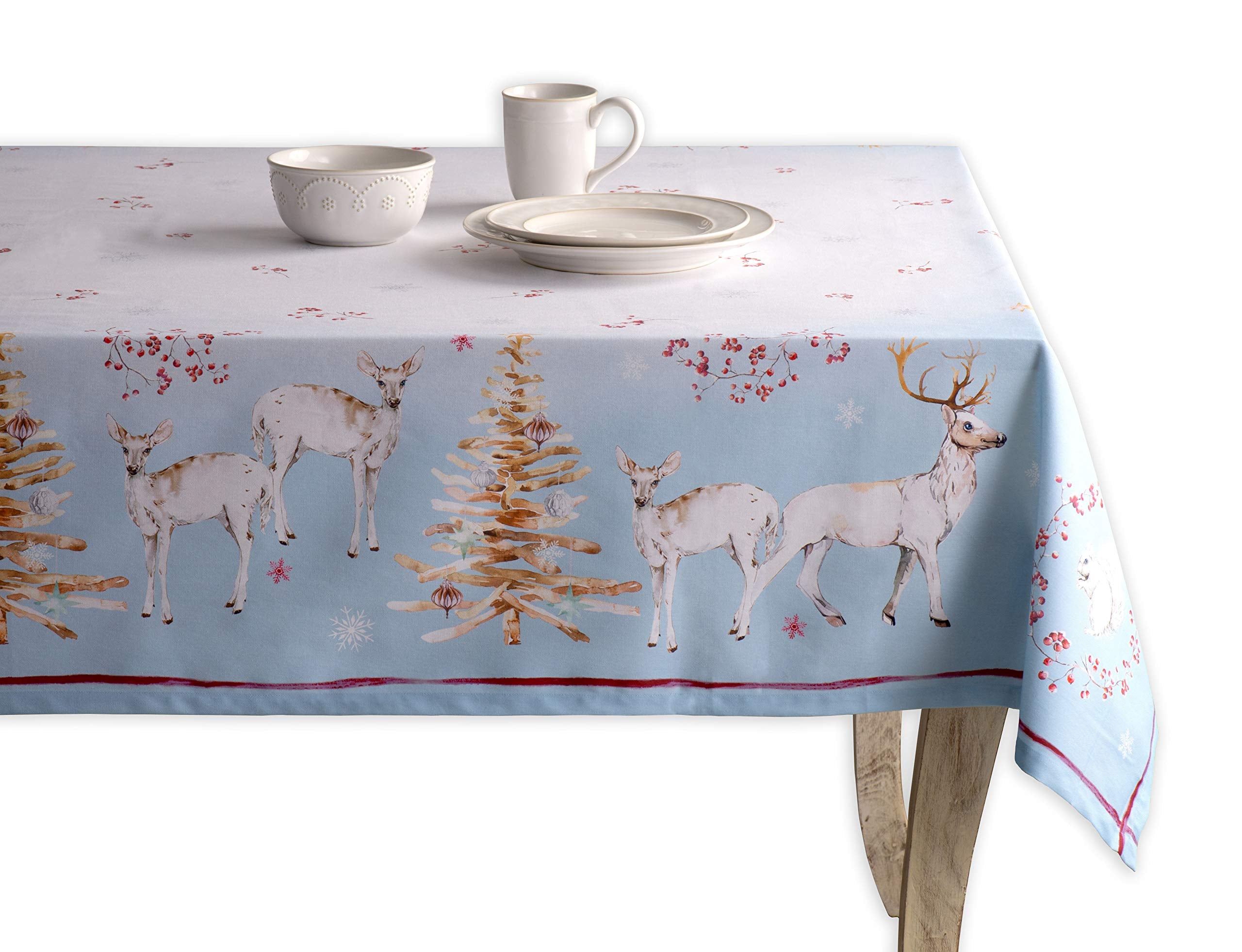 Maison D Hermine Tablecloths 100% Cotton 70X120 Decorative Rectangle Tablecloth Washable Table Cover, Holiday Dinner, Wedding &