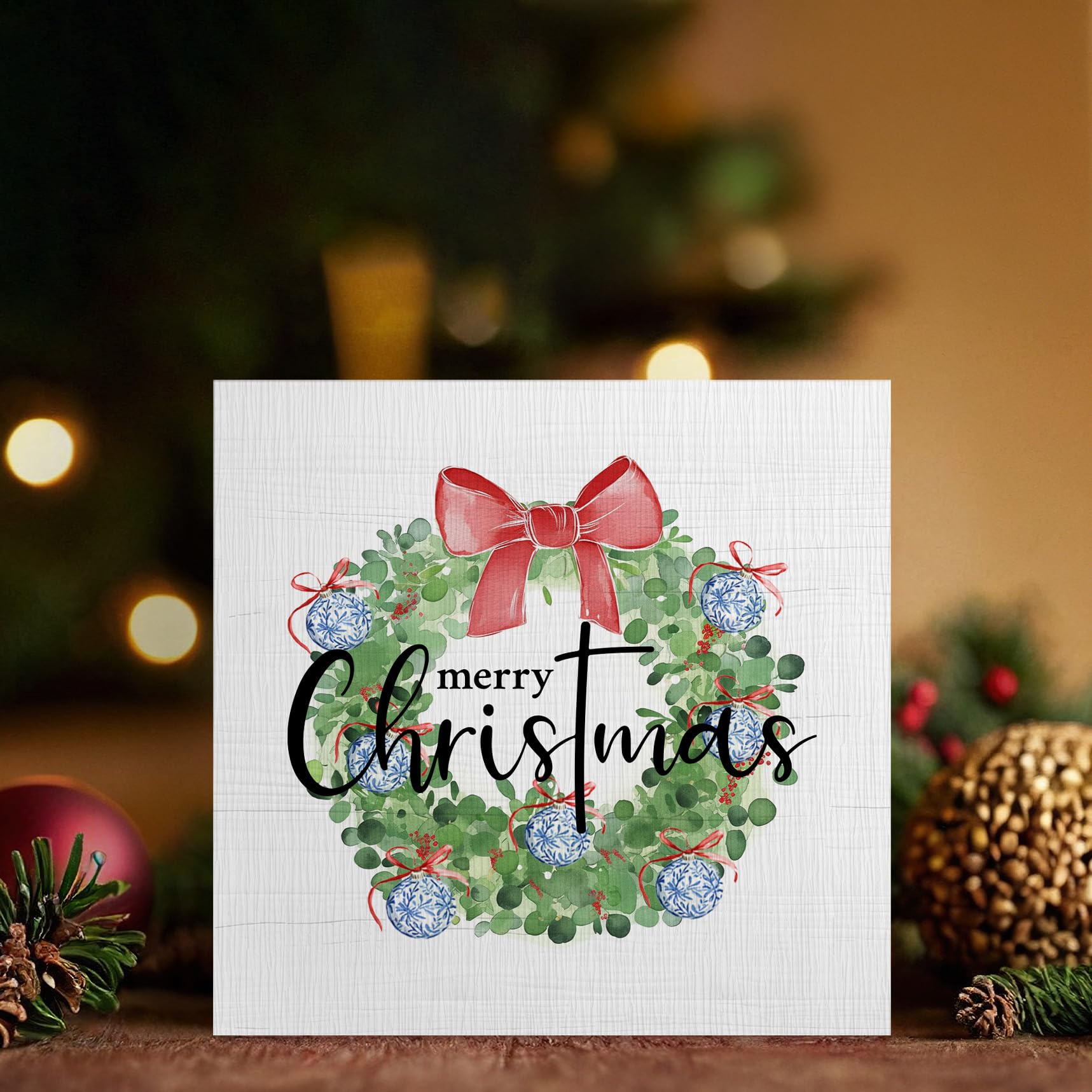 ANIANG Its The Most Wonderful Time of The Year Sign, Christmas Desk Decor, Rustic Farmhouse Vintage Christmas Decorations, Chris