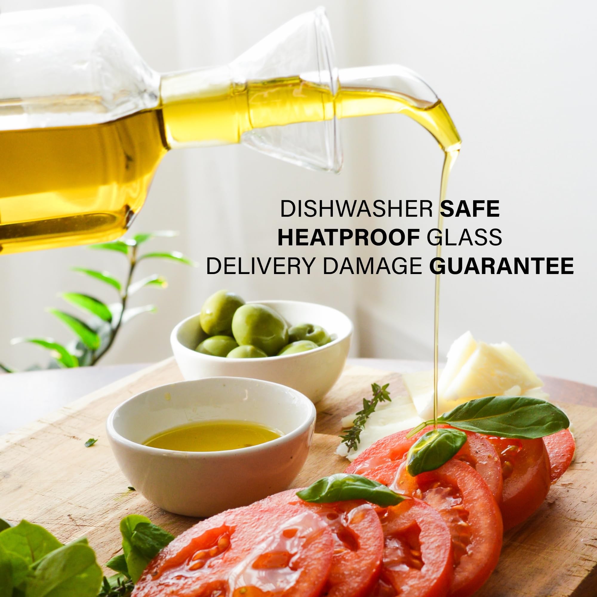 Olietta Borosilicate Glass Olive Oil Bottle - 4.2 Oz 125Ml Non Drip Dispenser - Leak Proof Pourer Vinegar Drizzler Cruet - Easy