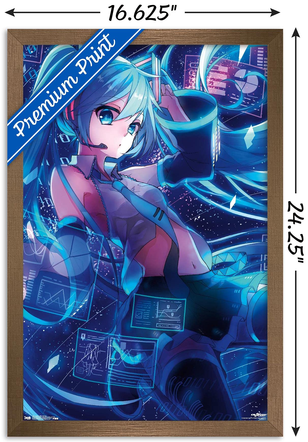 Trends International Hatsune Miku - Screens Wall Poster, 14.725'' X 22.375'', Bronze Framed Version