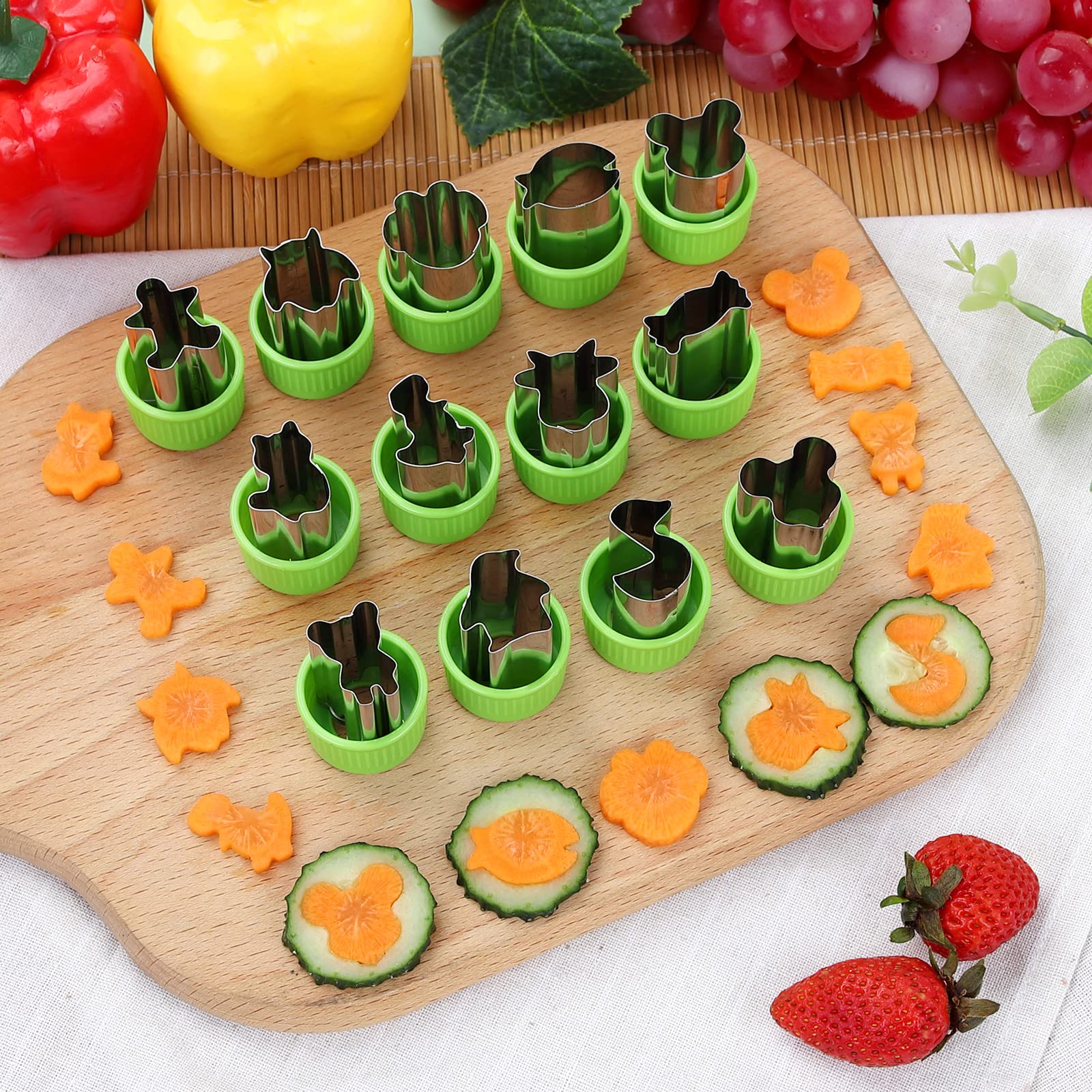 New Live 35 Pack Cookie Cutters Vegetable Fruit Cutter Shapes Stamps Mold Mini Cookie Cutters