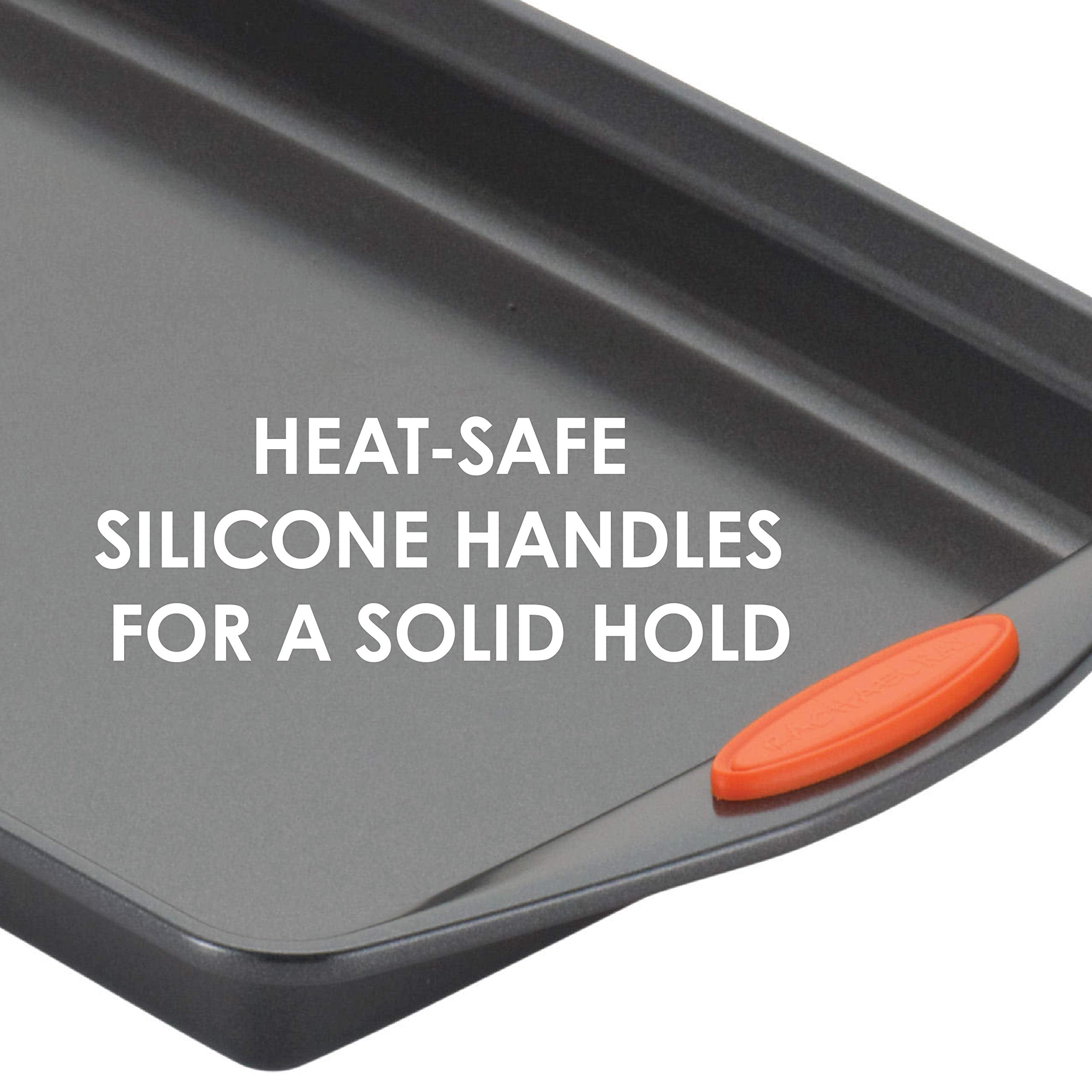 Rachael Ray Nonstick Bakeware Set With Grips, Nonstick Cookie Sheets / Baking Sheets - 3 Piece, Gray With Orange Grips