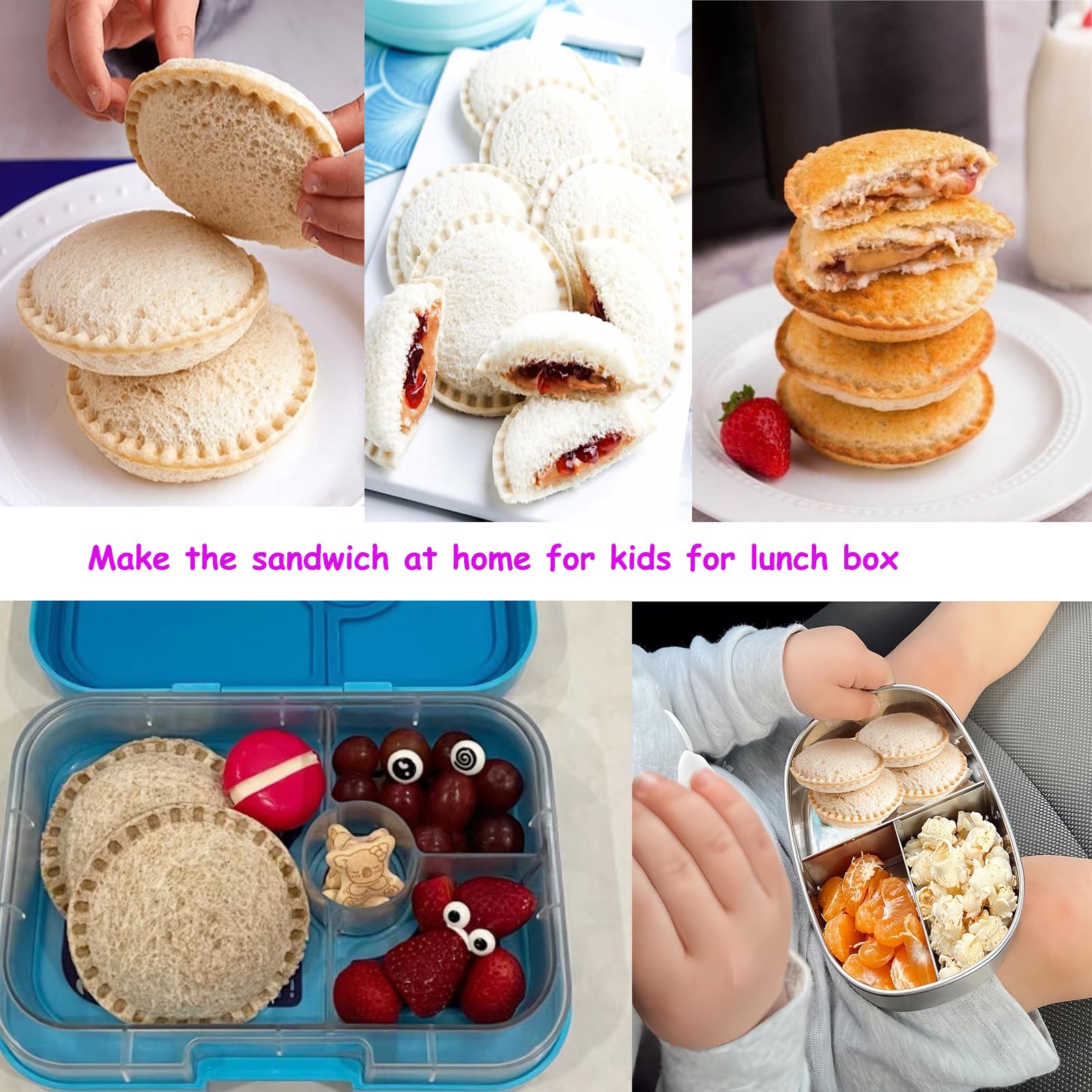 Bosidetool Sandwich Cutter And Sealer, Decruster Sandwich Maker For Kids Lunch Uncrustable Sandwich Maker,Easy For School Lunchb