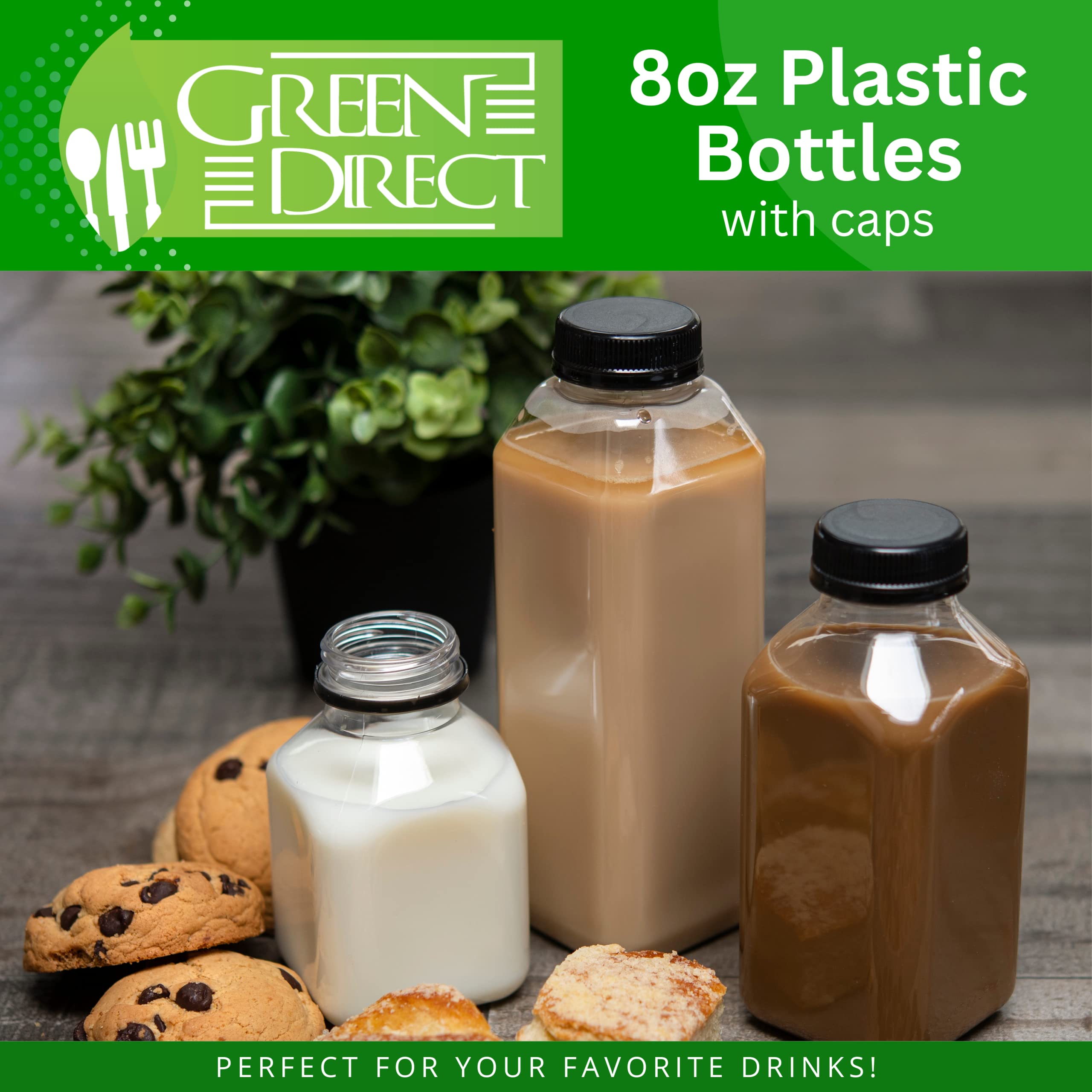 Green Direct 8 Oz Plastic Bottles With Lids | Clear Water Bottles | Bpa Free Reusable Bottles With Lids | Empty Bottles For Juic