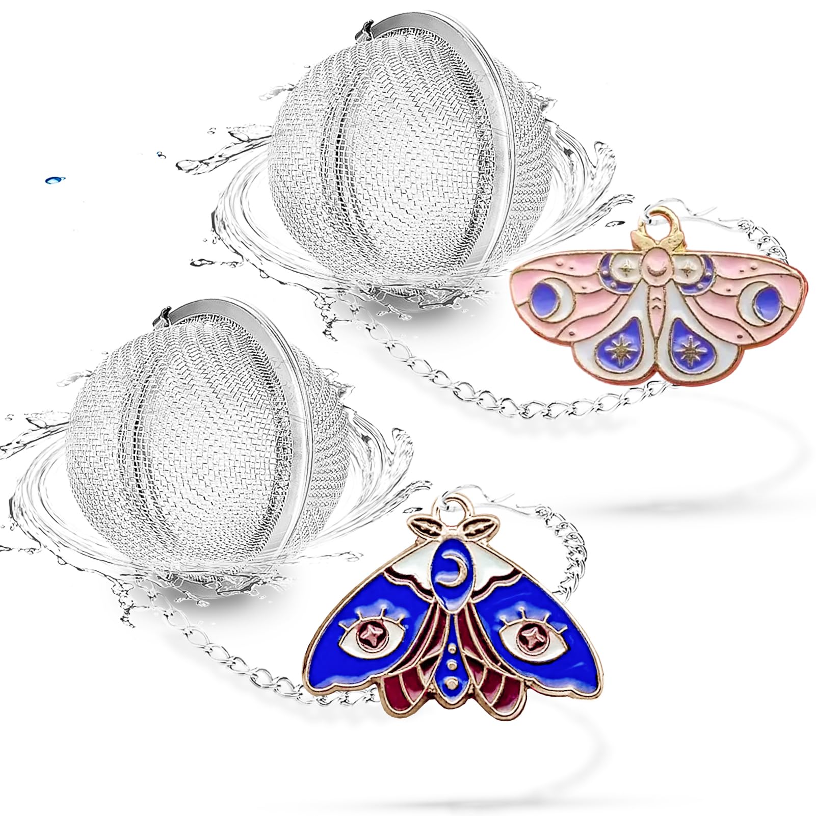 Tea Infusers For Loose Tea 2Pcs Nstaygate Tea Ball Handmade Butterfly Tea Strainers, Tea Infuser With Insect Charm Pendant 304 S
