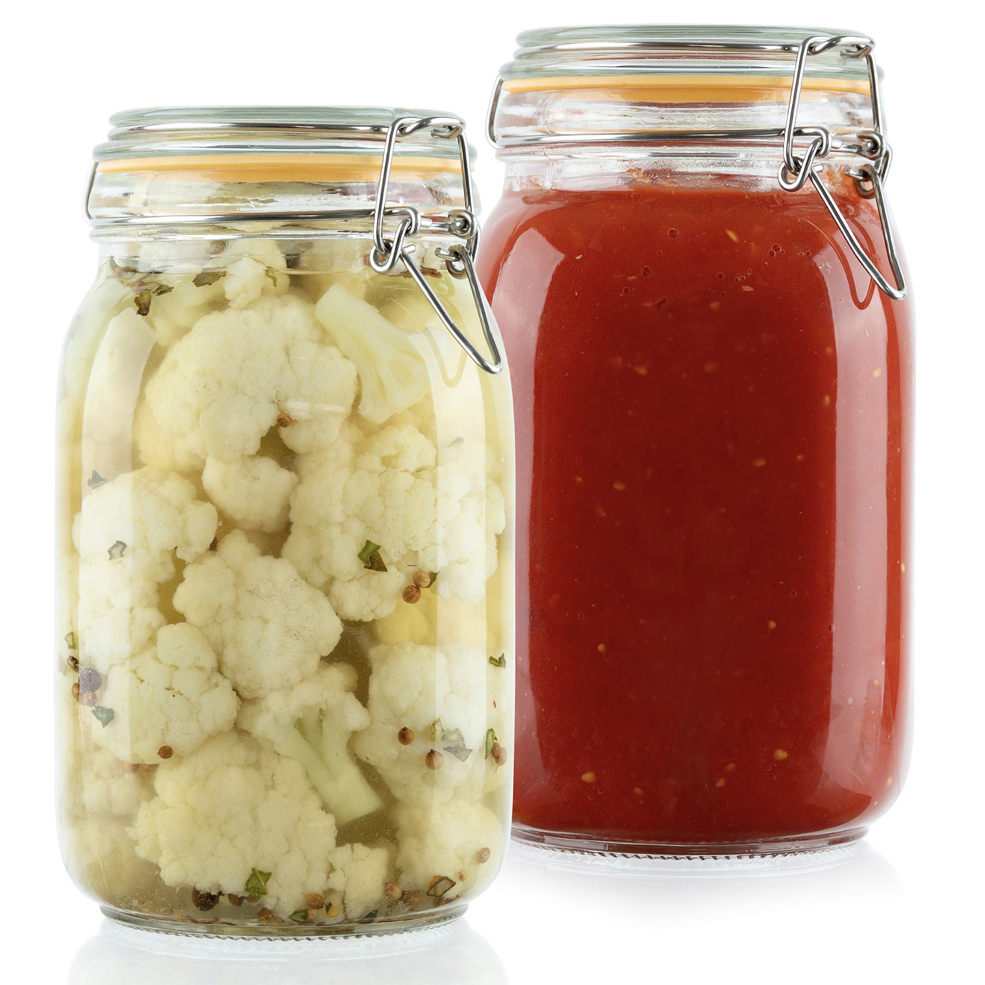Galashield Glass Jars with Lids 50 oz Food Storage Jars with Airtight Lids Leak Proof Glass Canisters Kitchen Jars [Set of 2]