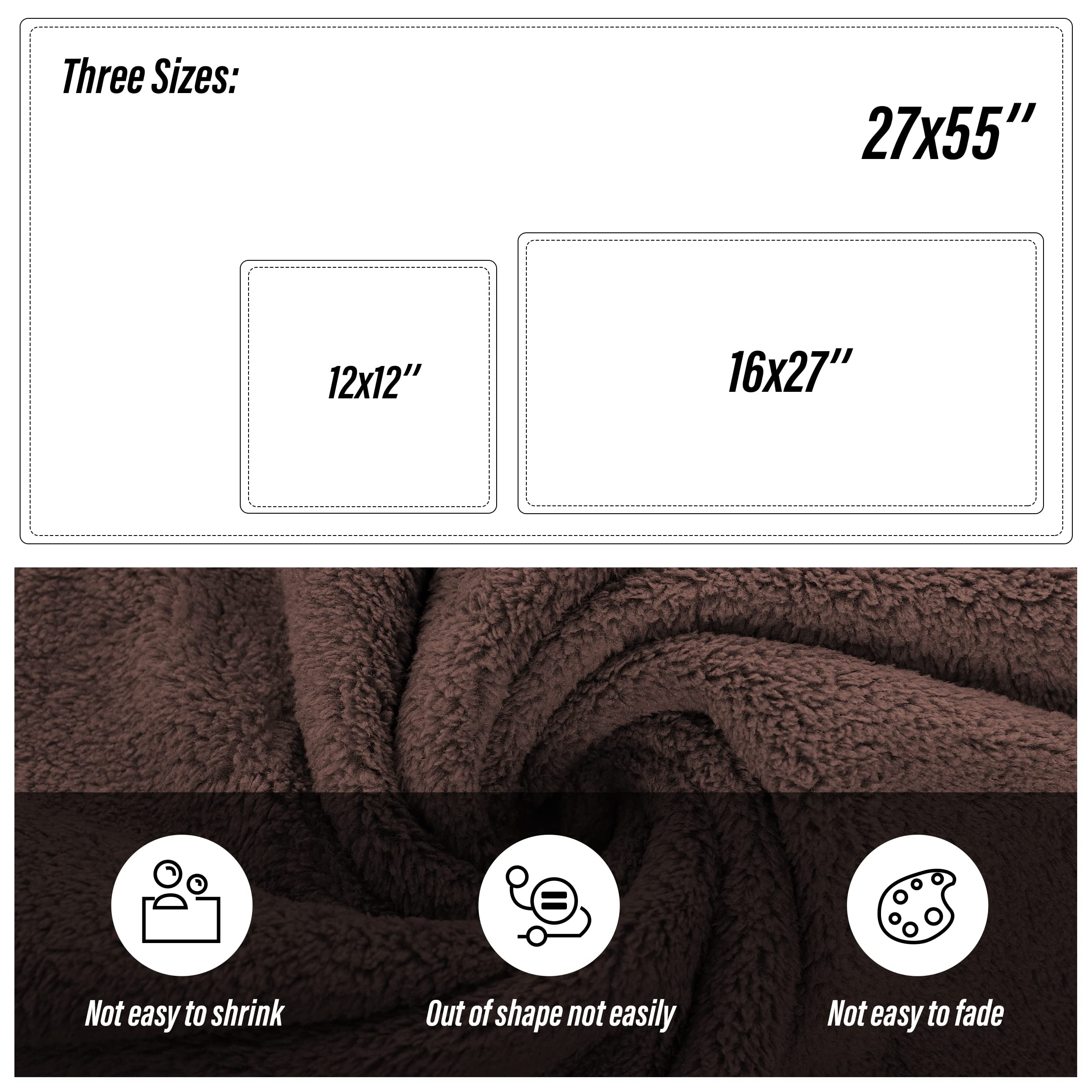 Moonqueen Ultra Soft Microfiber Coral Velvet Towel Set - Quick Drying, 2 Bath Towels, 2 Hand Towels, 2 Washcloths - Wood Brown,