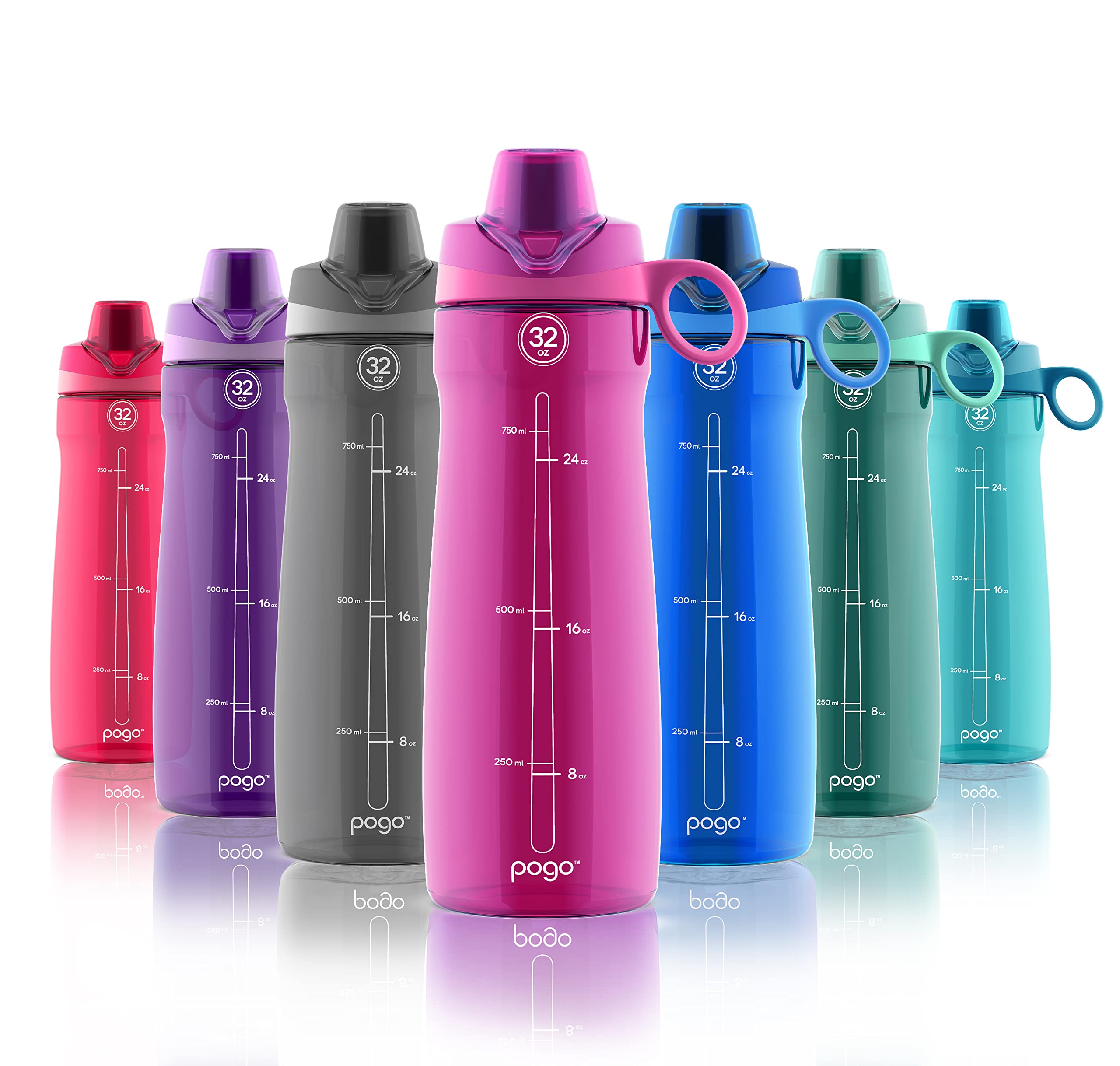 Pogo Bpa-Free Plastic Water Bottle With Chug Lid, Fuchsia, 18 Oz.