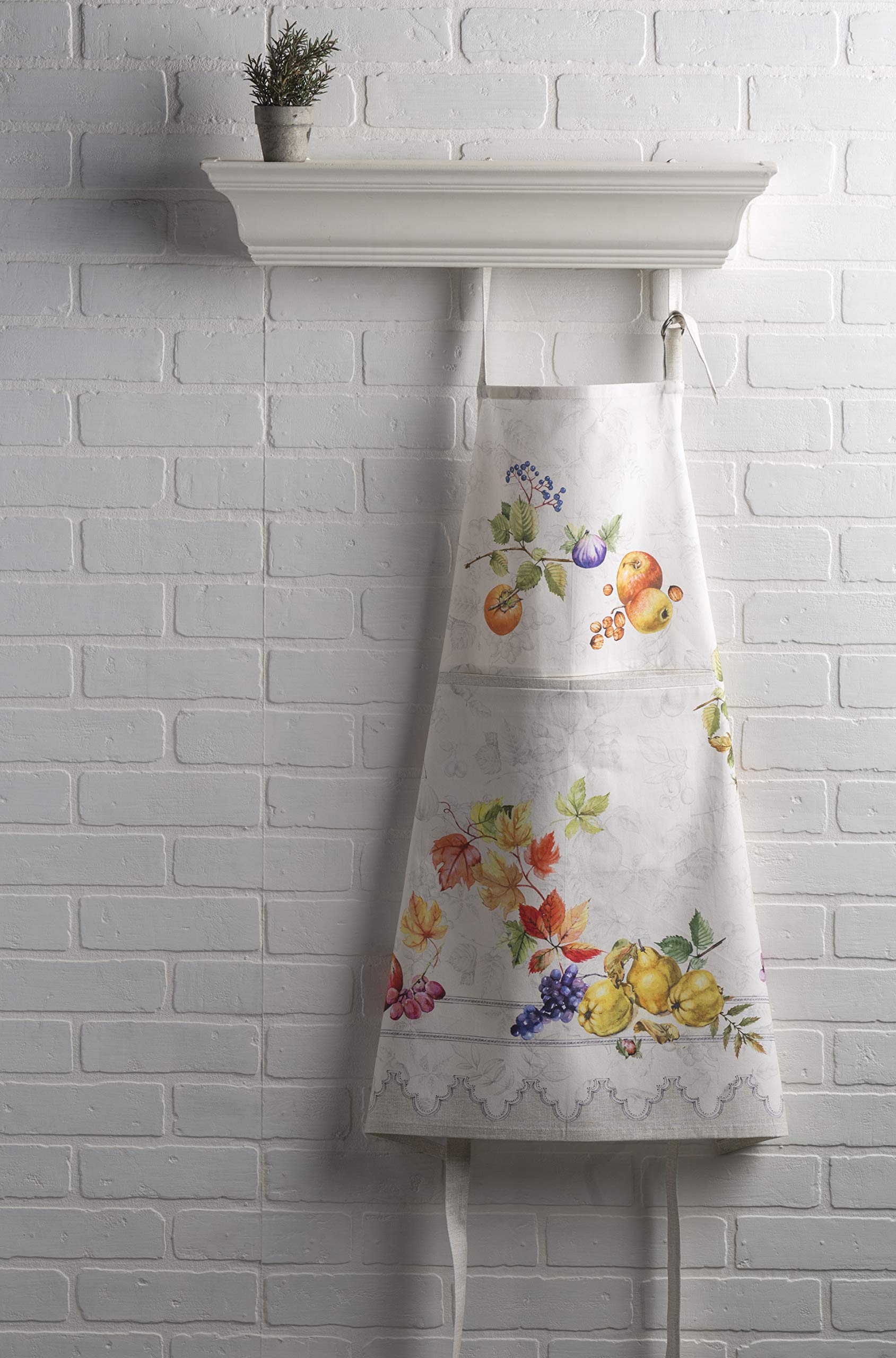 Maison D' Hermine Fruit D'Hiver 100% Cotton 1 Piece Kitchen Apron With An Adjustable Neck & Hidden Centre Pocket With Long Ties