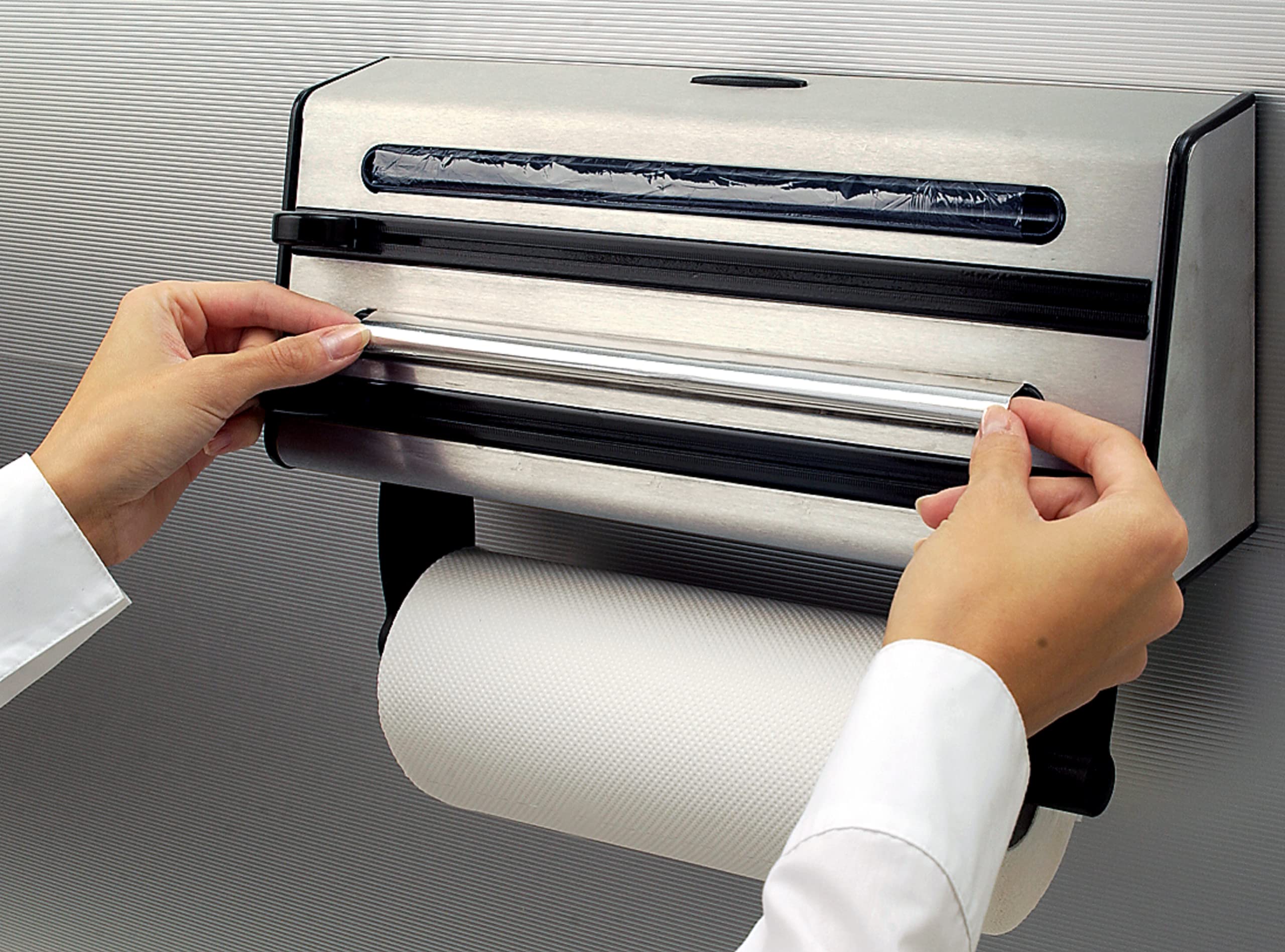 Emsa Triple Roll Dispenser ''Contura'' Of Stainless Steel, Silver/Black