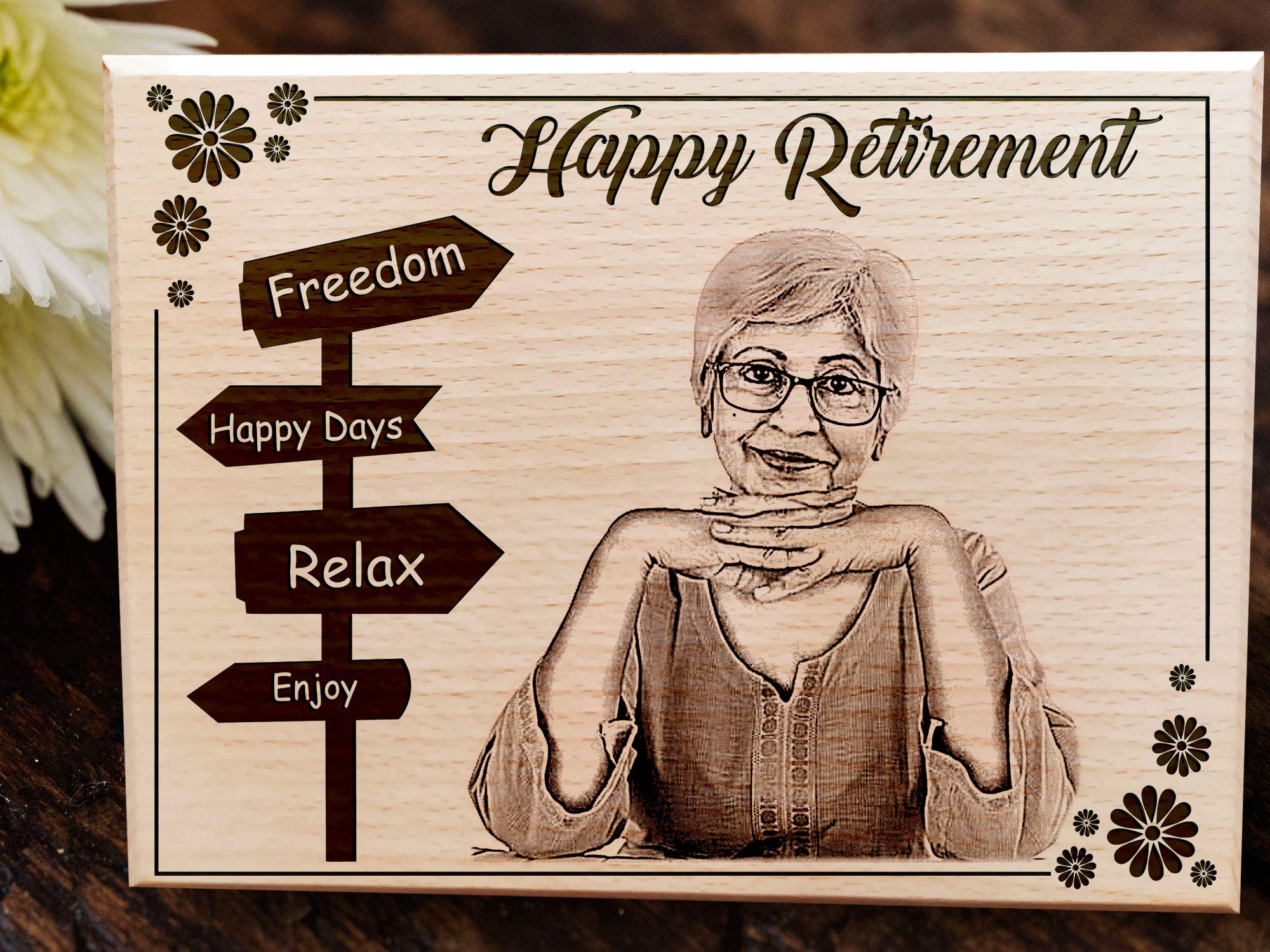 Incredible Gifts India Happy Retirement Gift For Women|Mother|Father|Men|Boss - Personalized Engraved Rectangular Photo Frame (9