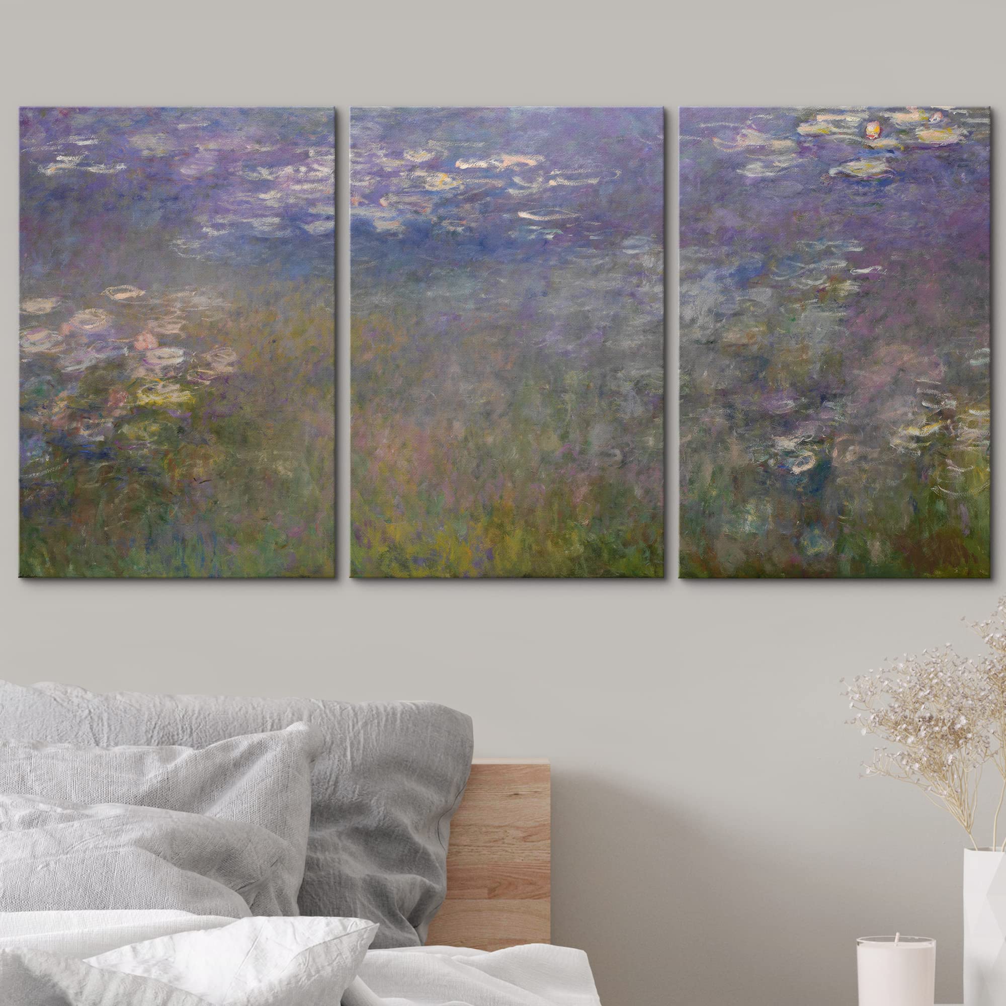 Wall26 3 Piece Canvas Wall Art - Water Color Pond - Modern Home Art Stretched And Framed Ready To Hang - 24'' X 36'' X3