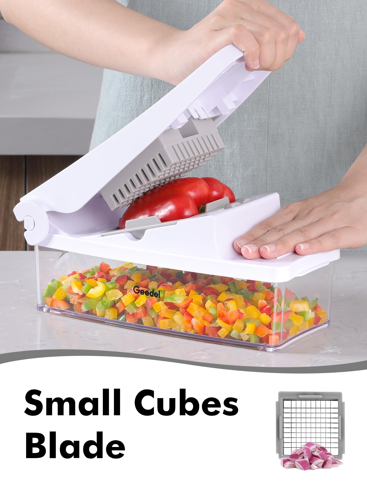 Geedel Vegetable Chopper, Onion Chopper Pro Food Chopper, Kitchen Vegetable Slicer Dicer Cutter, Veggie Chopper With Container F