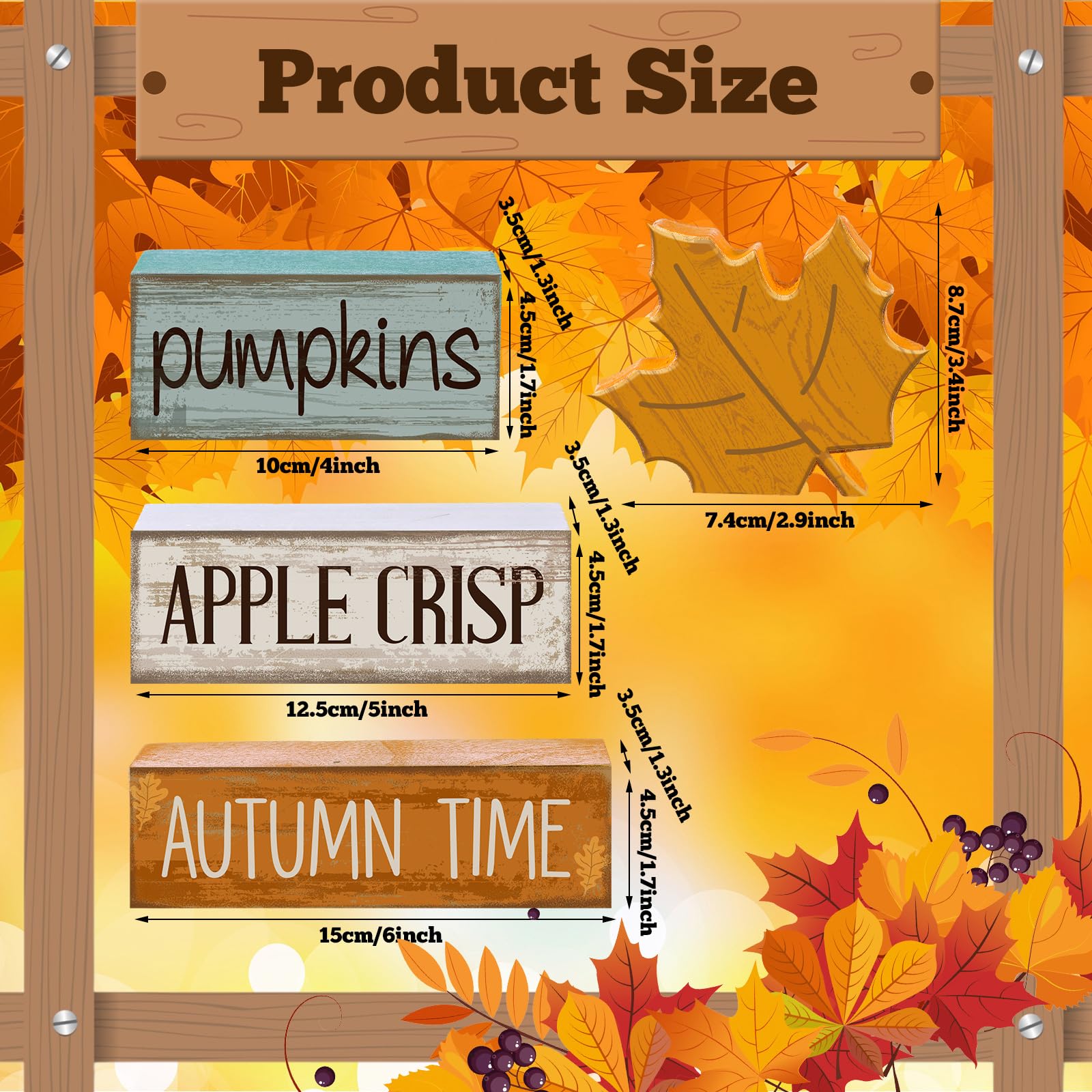 Lineshading 4 Pcs Thanksgiving Decoration for Home Wooden Maple Leaf Fall Tiered Tray Decor Thanksgiving Centerpiece Rustic Deco